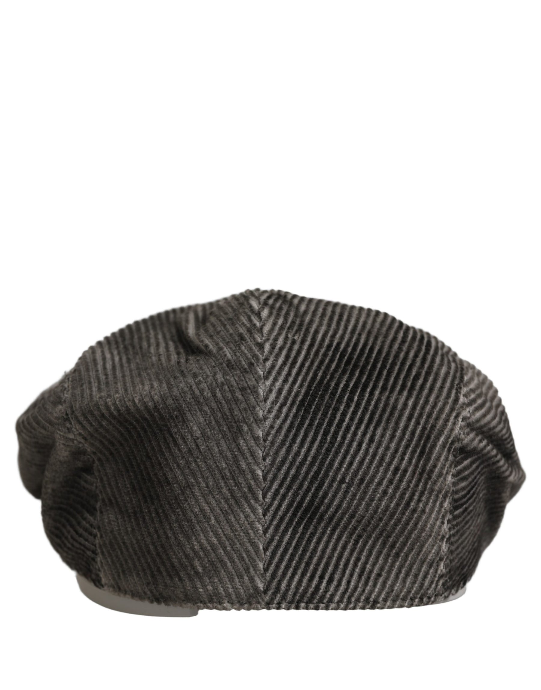Dolce & Gabbana Men Grey Cotton Corduroy Cloth Newsboy Cap Hat | Regal Royce