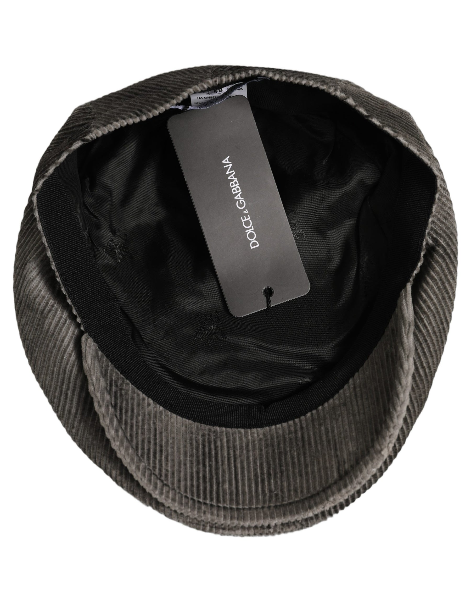 Dolce & Gabbana Men Grey Cotton Corduroy Cloth Newsboy Cap Hat | Regal Royce