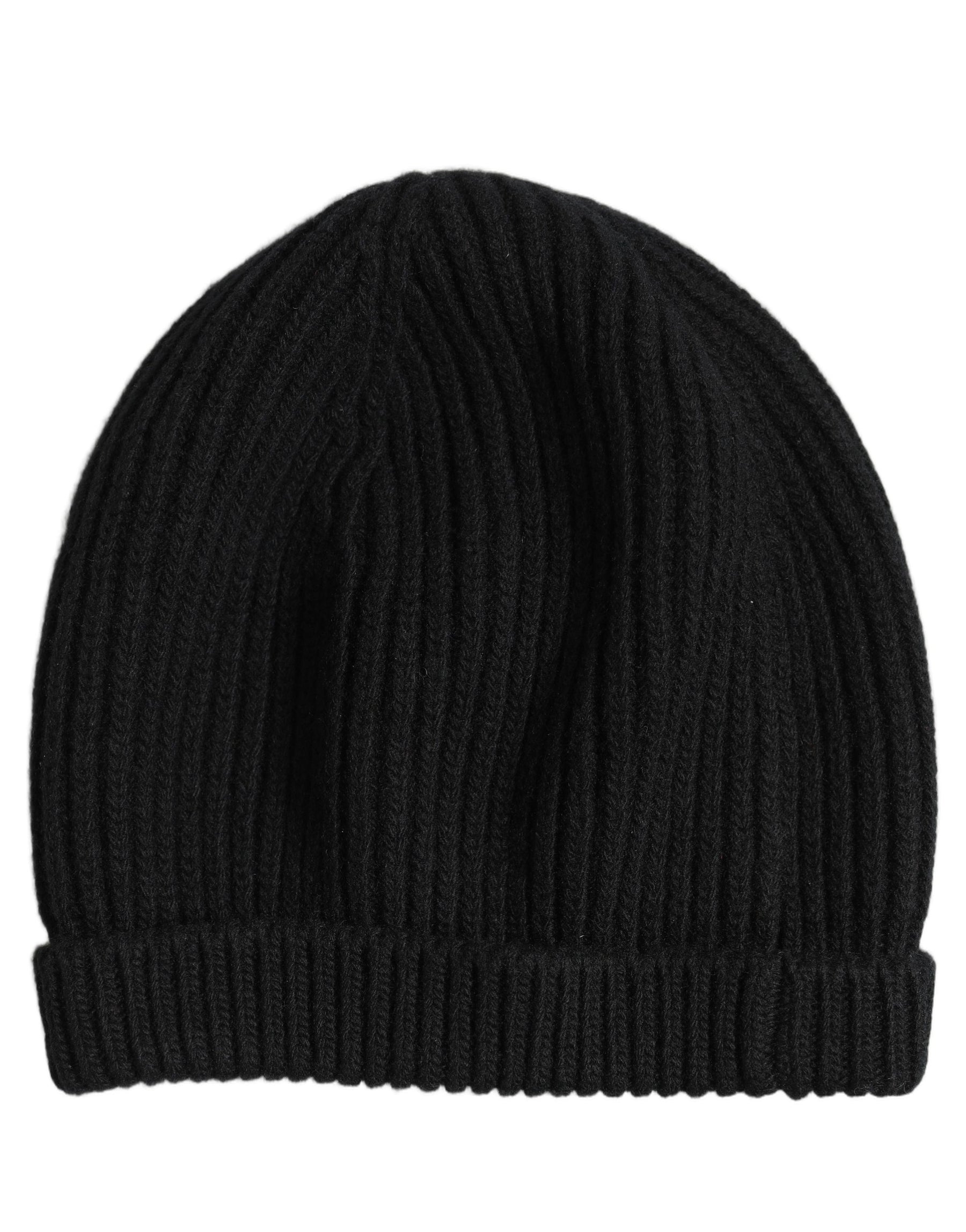 Dolce & Gabbana Men Black Wool Knitted Winter Beanie Capello One Hat | Regal Royce