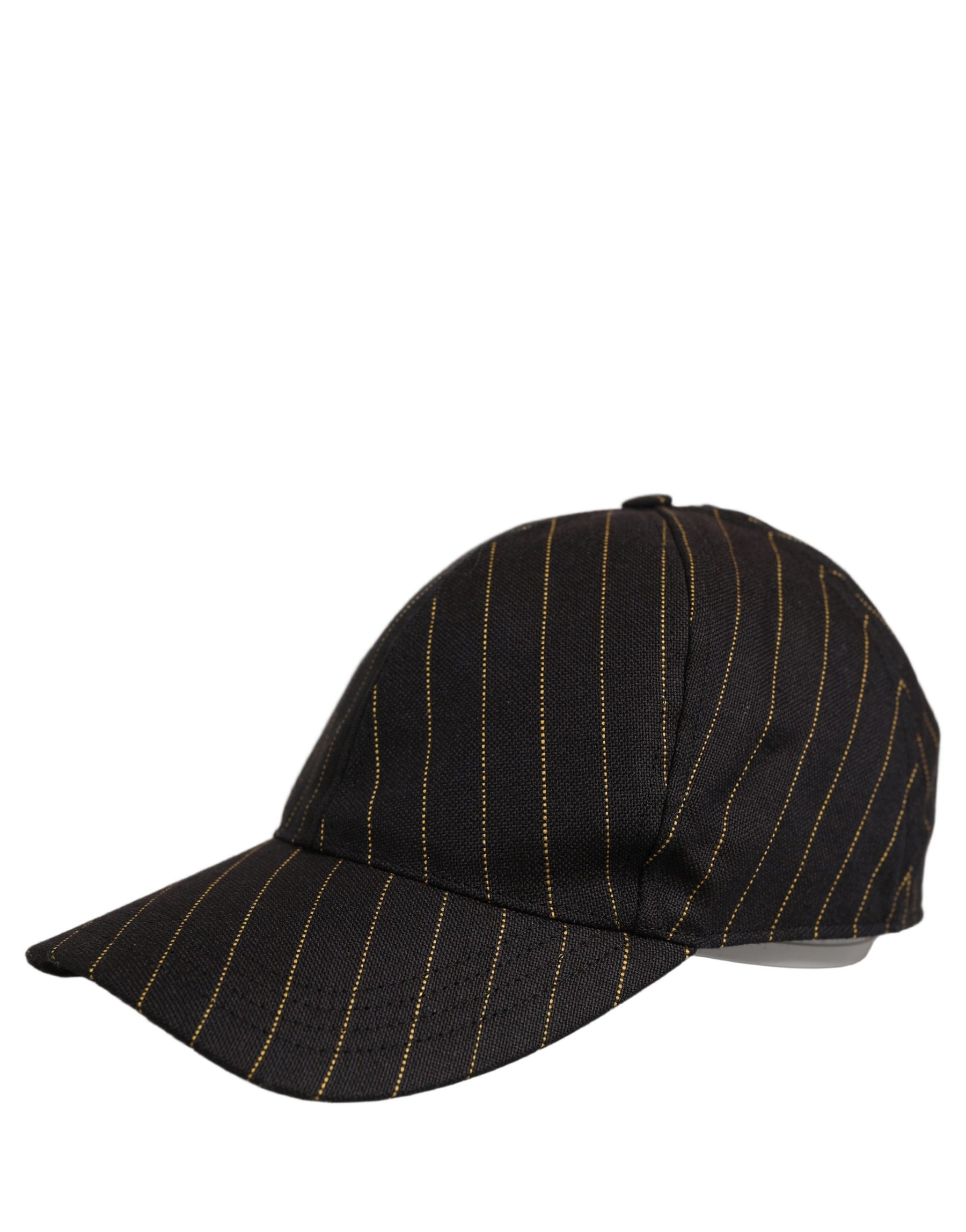Dolce & Gabbana Black Gold Pinstriped Cotton Baseball Cap Hat | Regal Royce