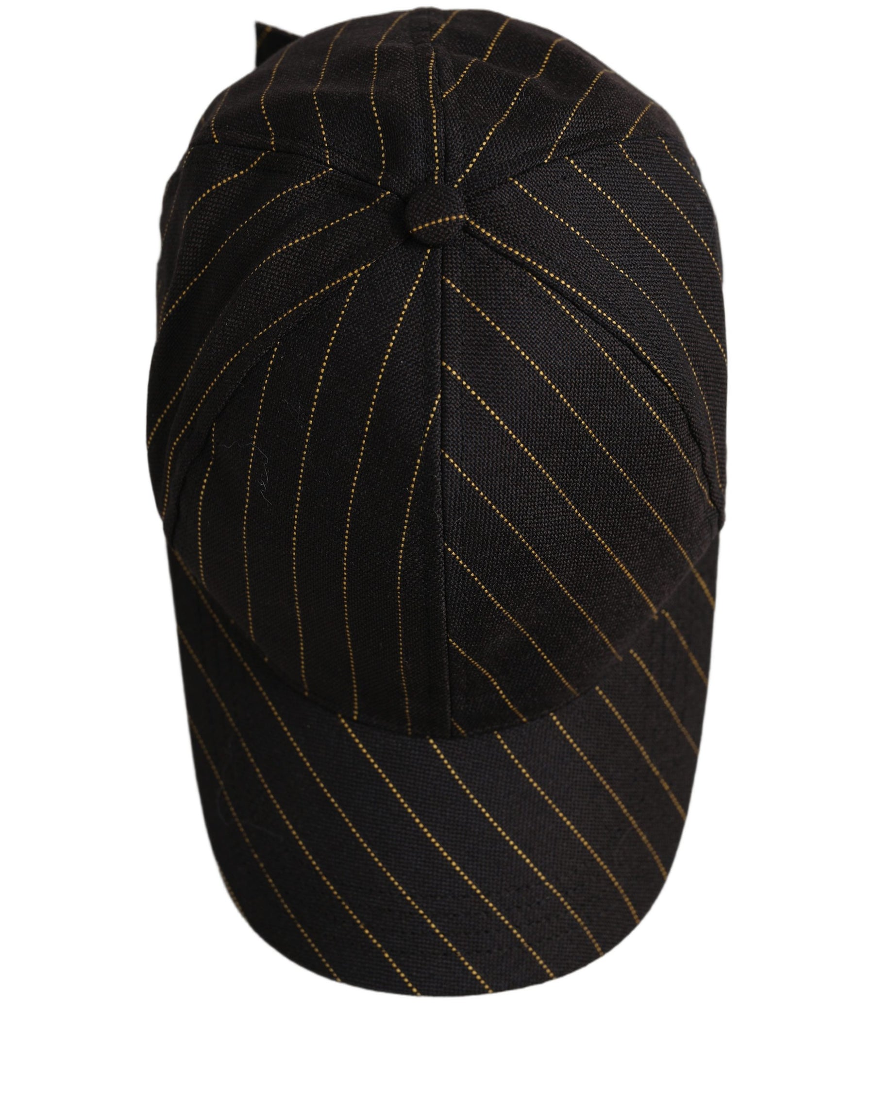 Dolce & Gabbana Black Gold Pinstriped Cotton Baseball Cap Hat | Regal Royce