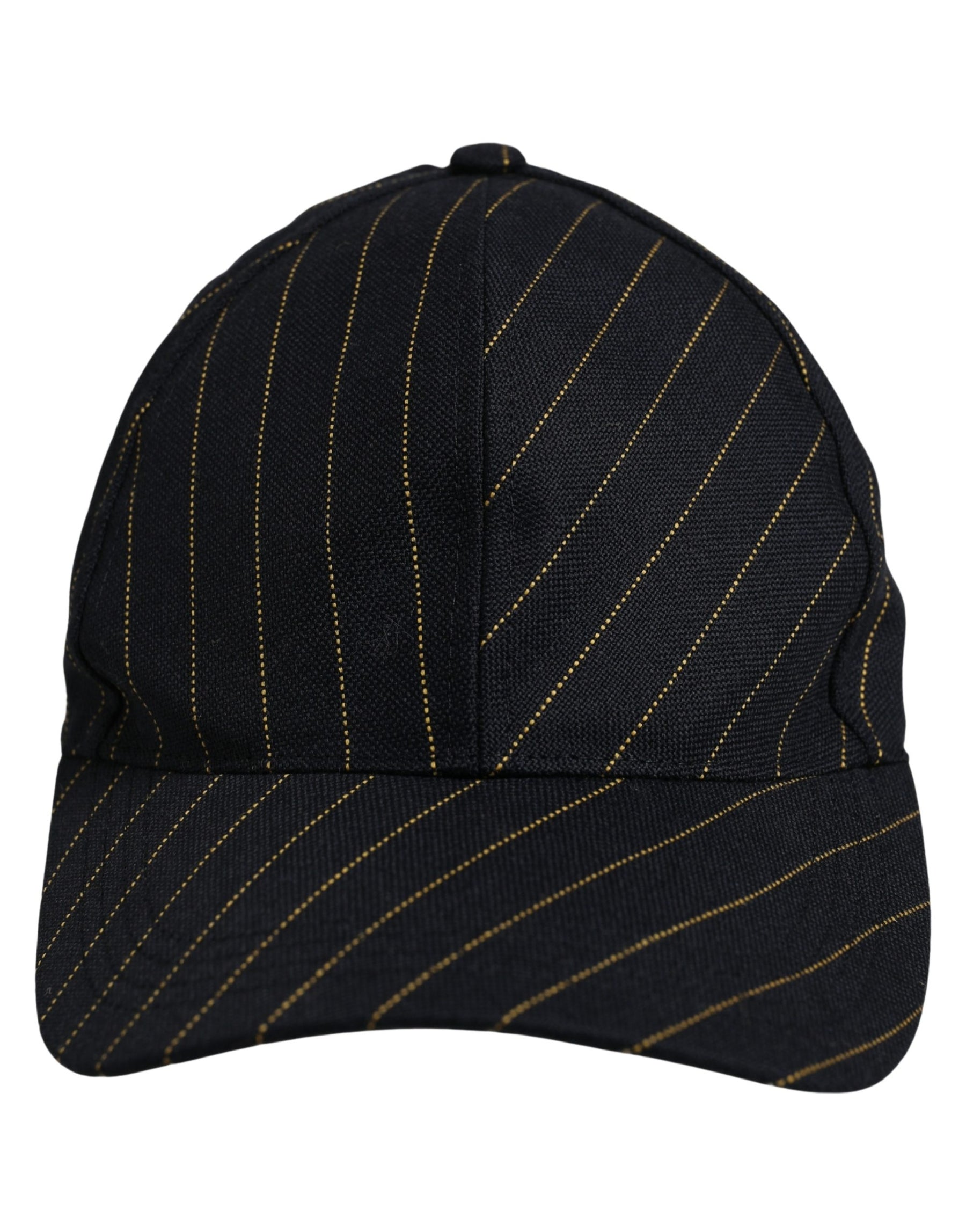 Dolce & Gabbana Black Gold Pinstriped Cotton Baseball Cap Hat | Regal Royce
