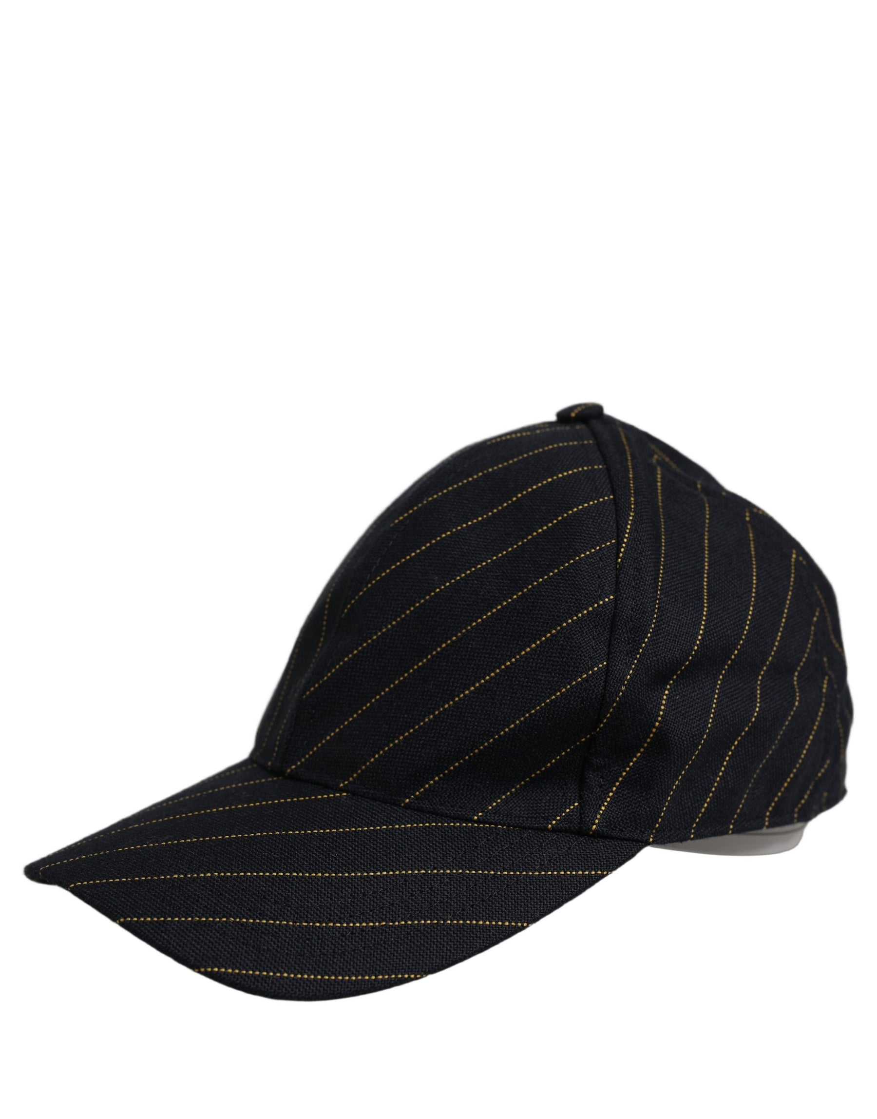 Dolce & Gabbana Black Gold Pinstriped Cotton Baseball Cap Hat | Regal Royce