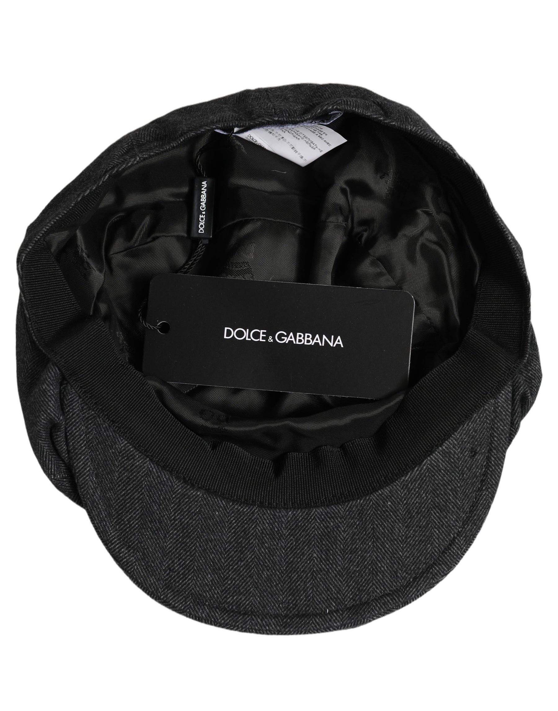 Dolce & Gabbana Men Black Cotton Flat Cloth Newsboy Cap Hat | Regal Royce