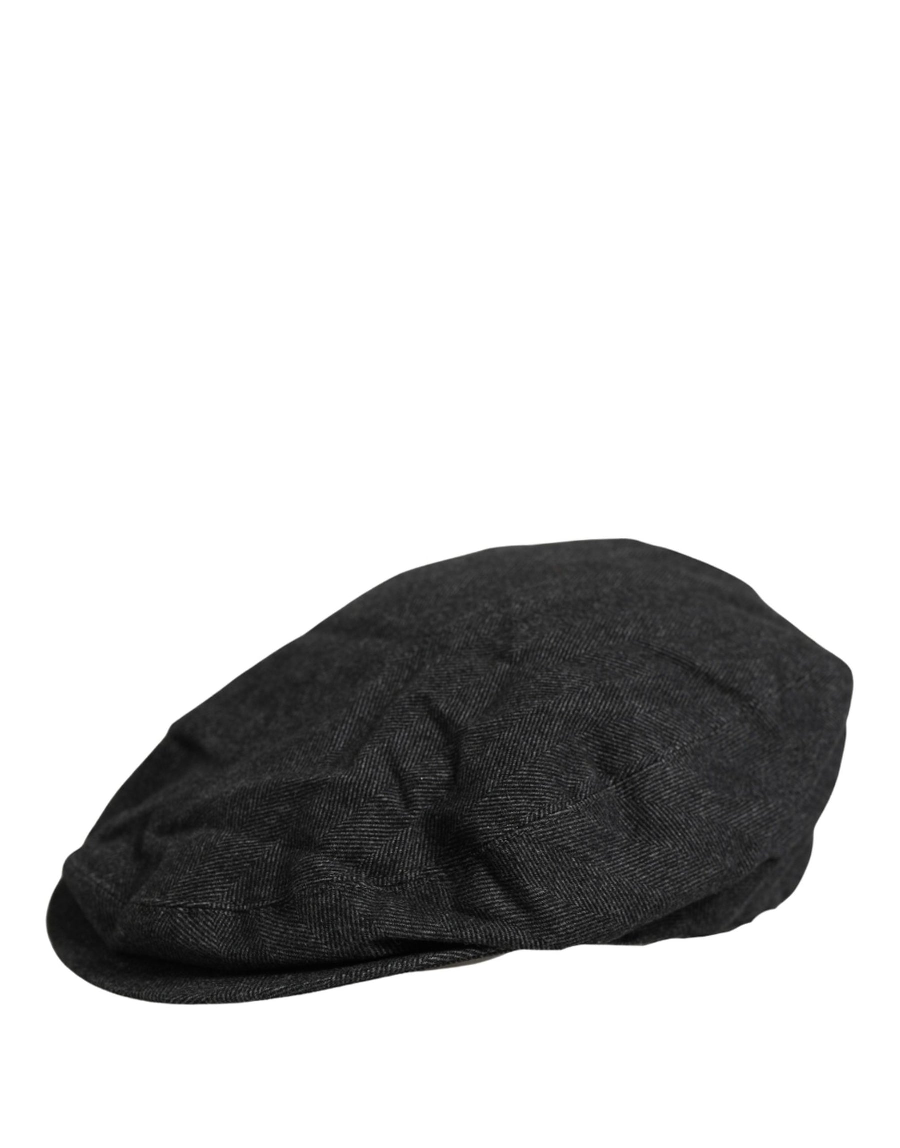 Dolce & Gabbana Men Black Cotton Flat Cloth Newsboy Cap Hat | Regal Royce