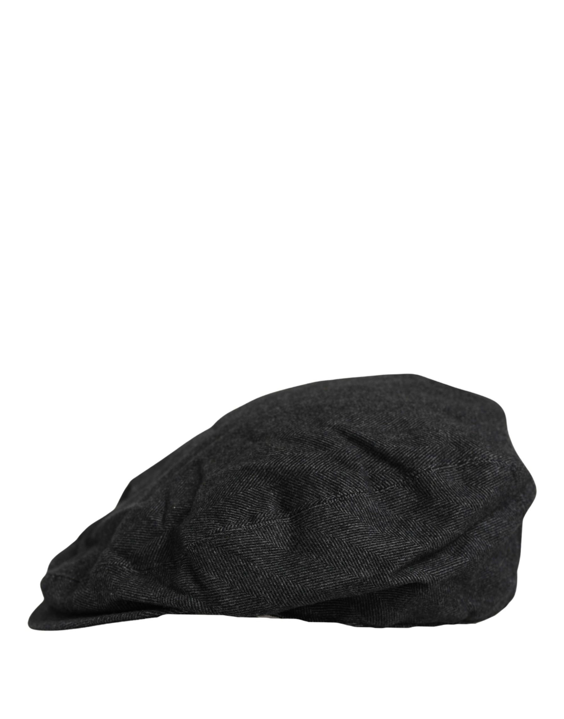 Dolce & Gabbana Men Black Cotton Flat Cloth Newsboy Cap Hat | Regal Royce