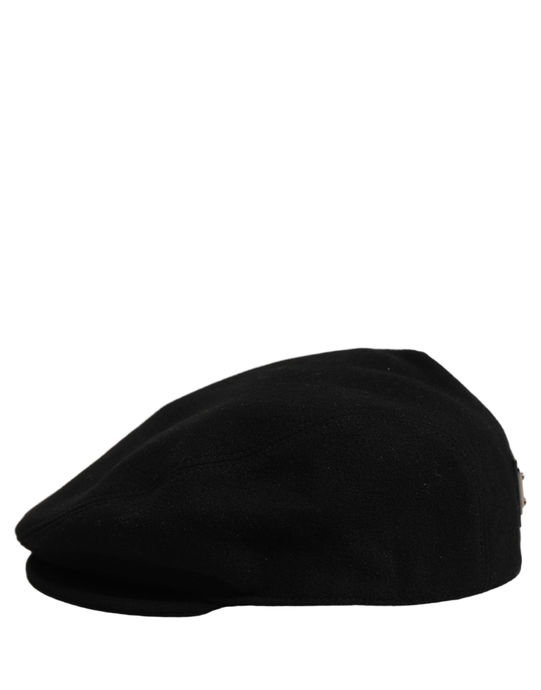 Dolce & Gabbana Men Black Wool Blend Flat Cloth Newsboy Cap Hat | Regal Royce
