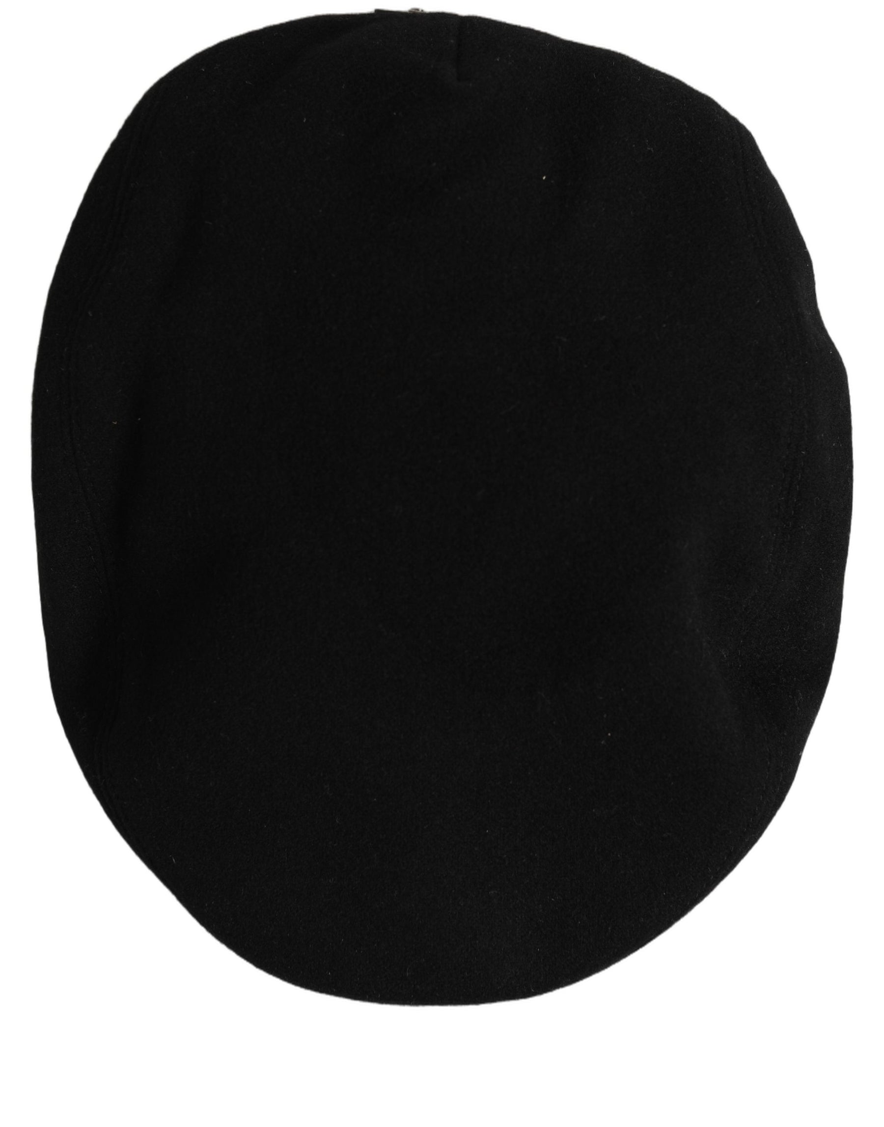 Dolce & Gabbana Men Black Wool Blend Flat Cloth Newsboy Cap Hat | Regal Royce