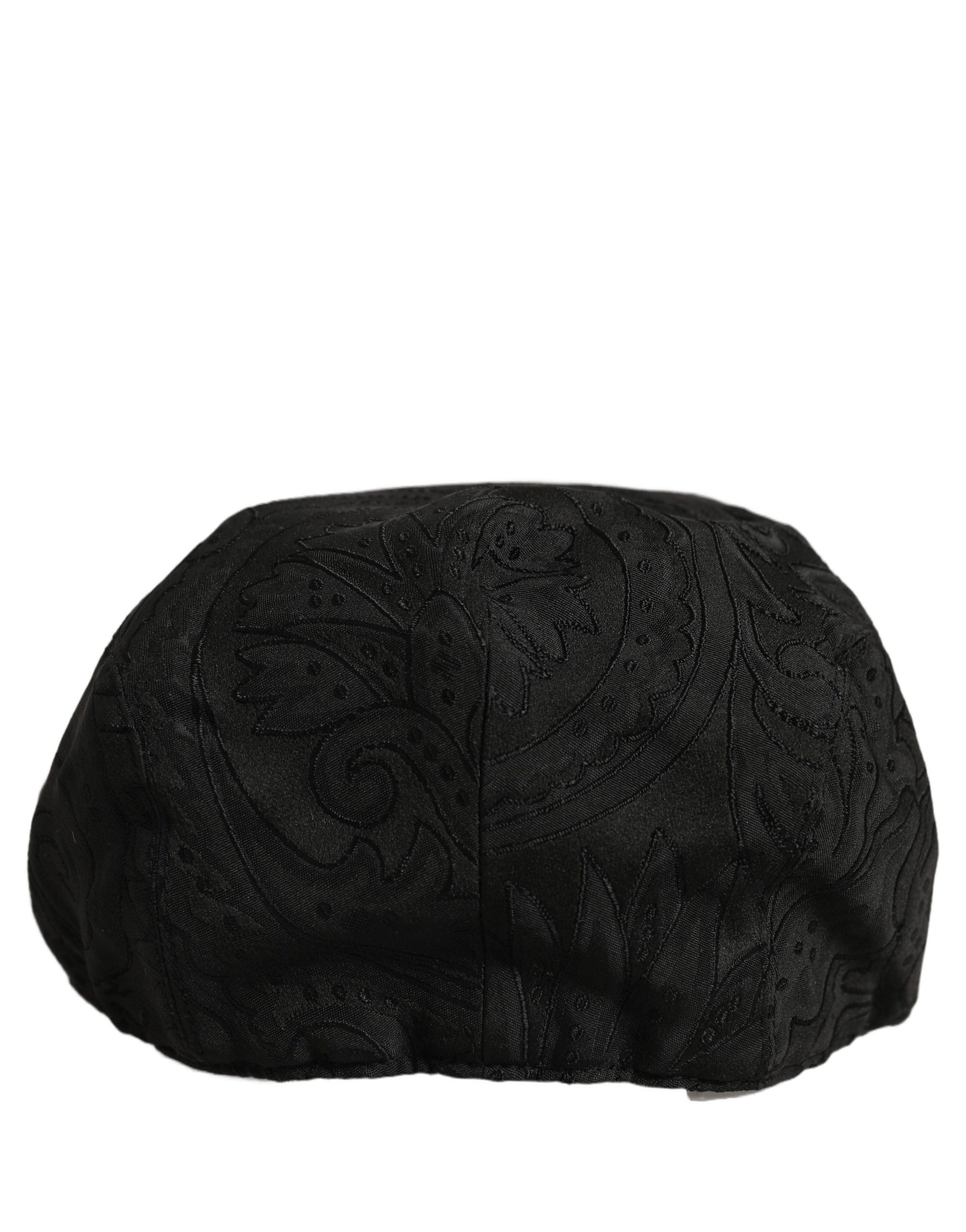 Dolce & Gabbana Men Black Floral Jacquard Newsboy Capello Hat | Regal Royce
