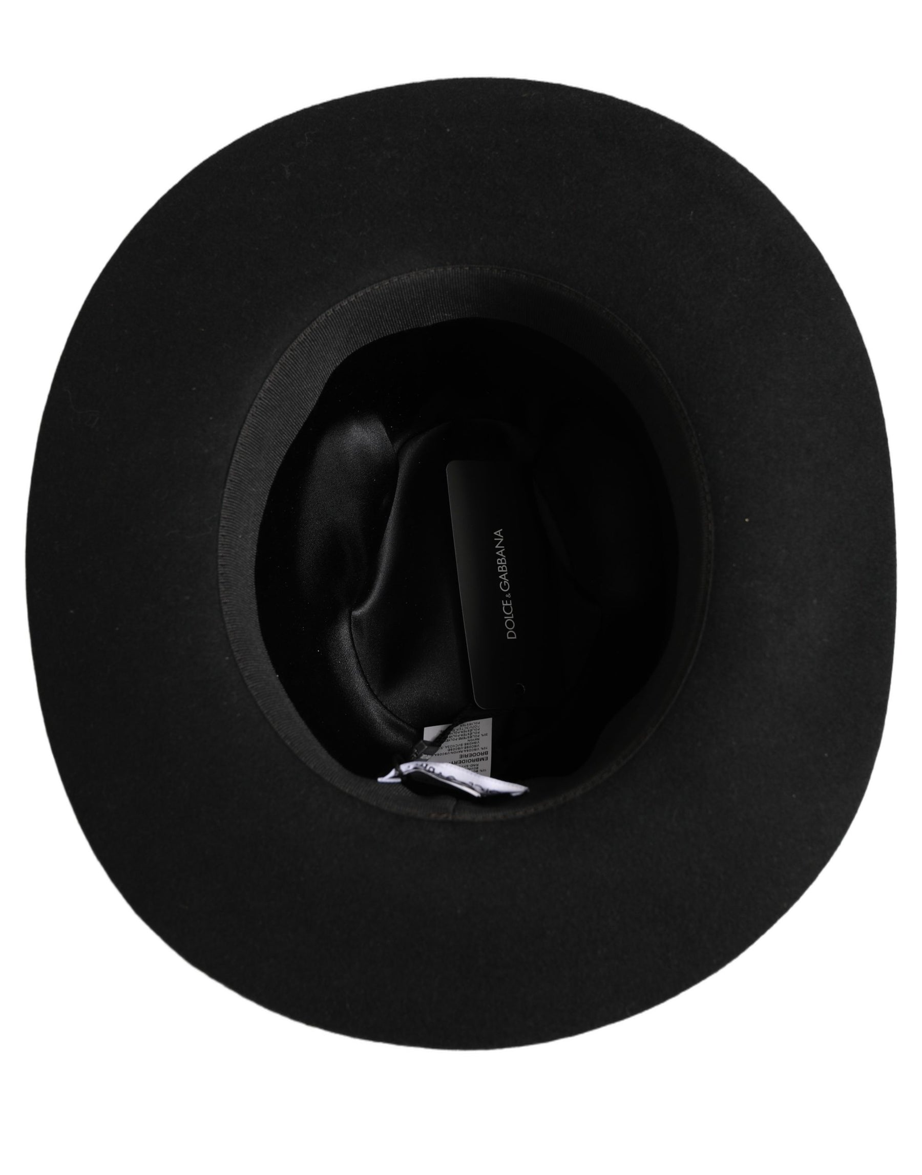 Dolce & Gabbana Men Black Classic Wide Brim Fedora Capello Hat | Regal Royce