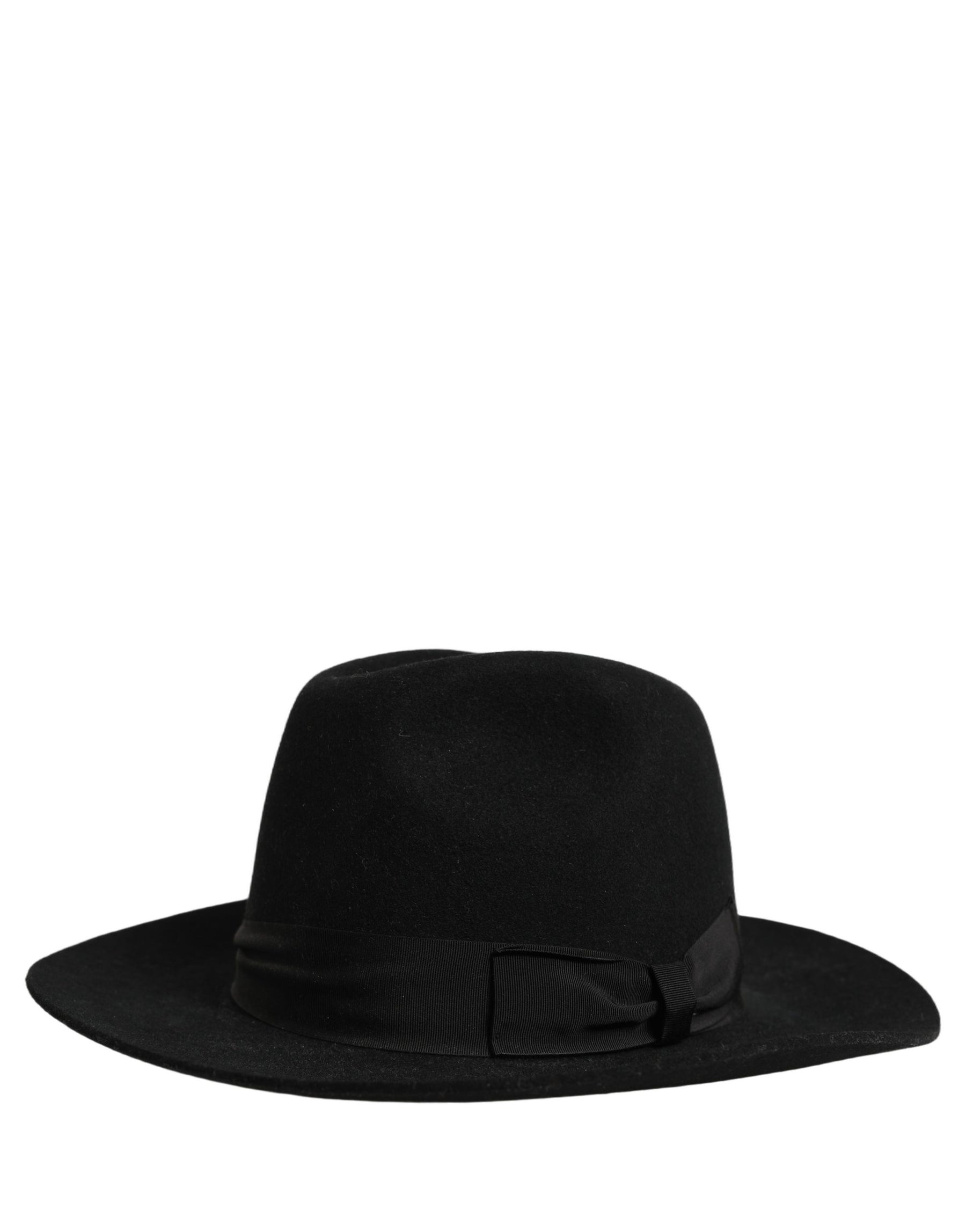 Dolce & Gabbana Men Black Classic Wide Brim Fedora Capello Hat | Regal Royce