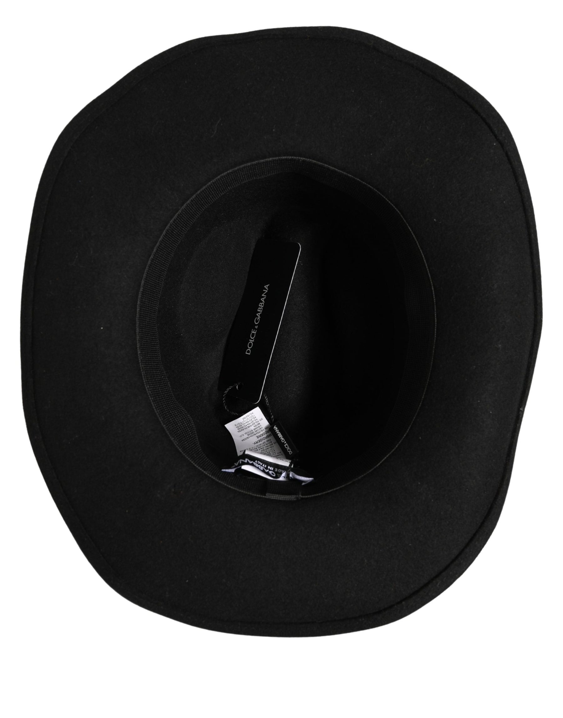 Dolce & Gabbana Men Black Classic Wide Brim Fedora Capello Hat | Regal Royce