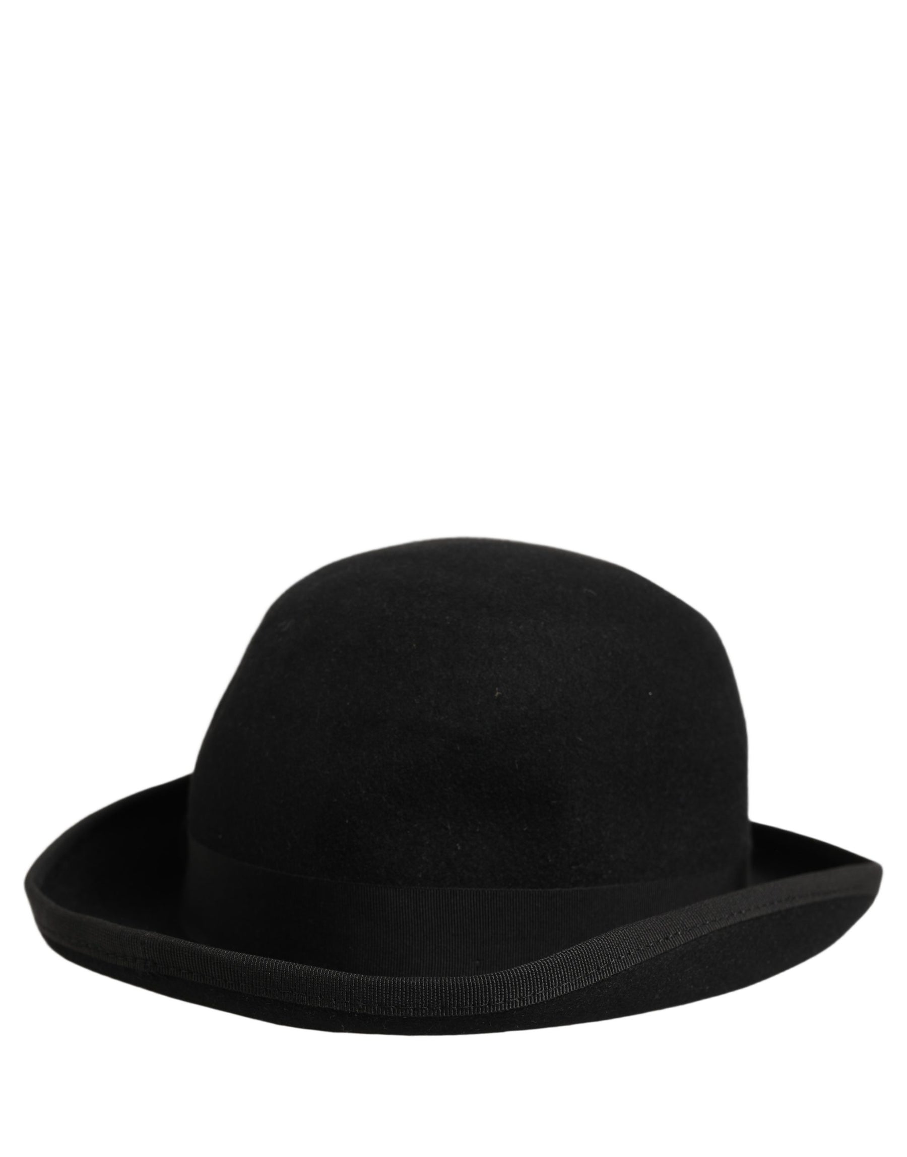 Dolce & Gabbana Men Black Rabbit Fur Felt Bowler Capello Hat | Regal Royce