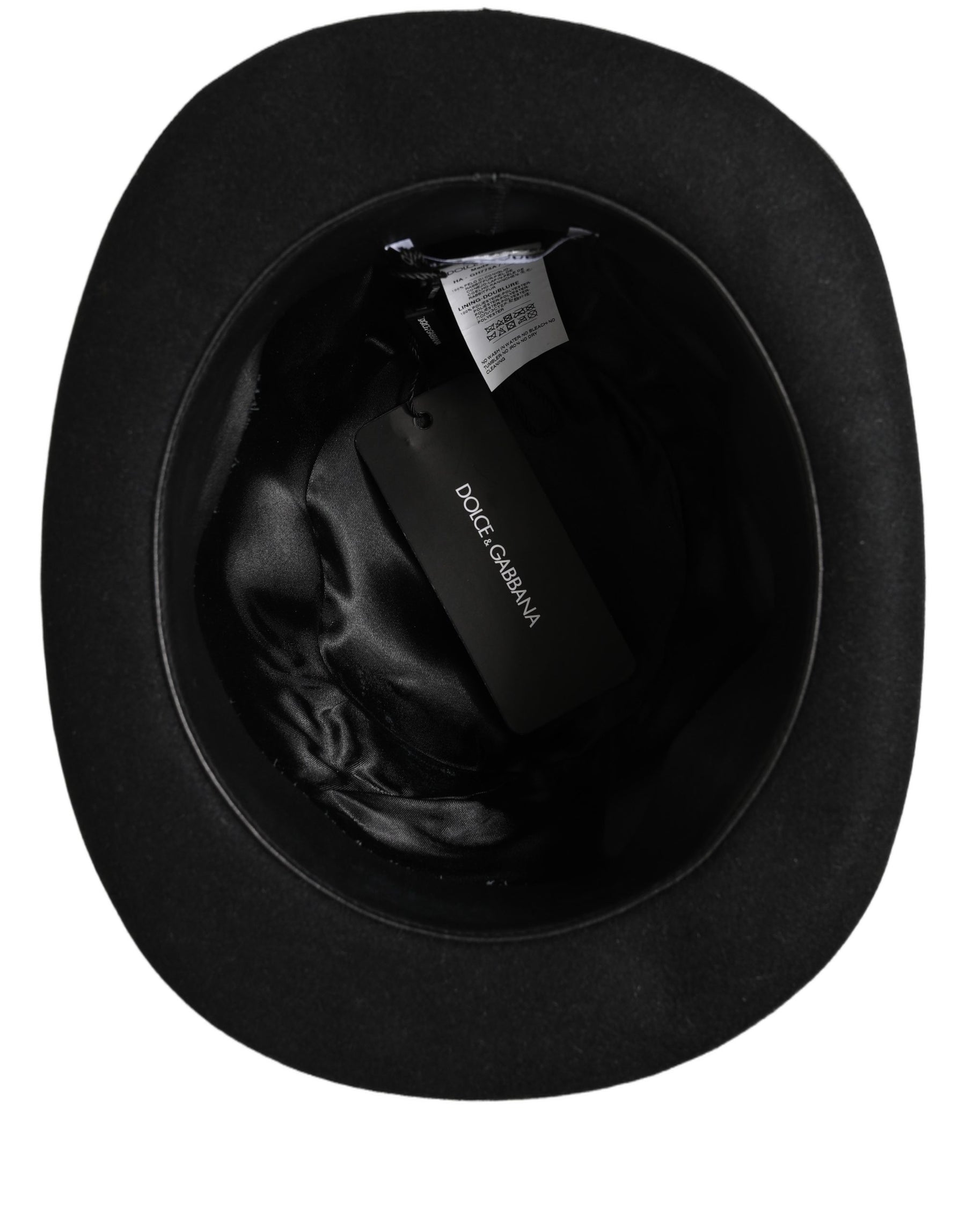 Dolce & Gabbana Men Black Rabbit Fur Felt Bowler Capello Hat | Regal Royce