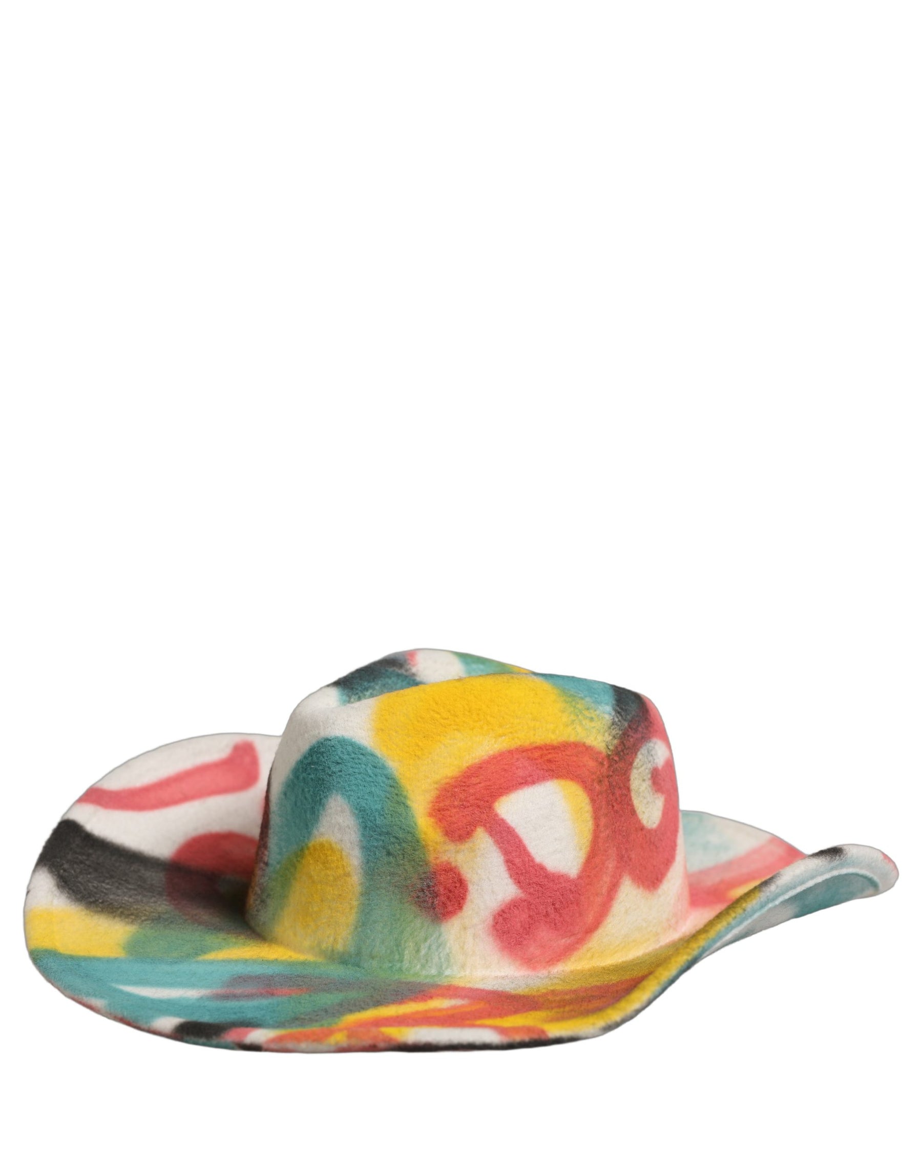 Dolce & Gabbana Men White Graffiti Wide Brim Fedora Capello Hat | Regal Royce