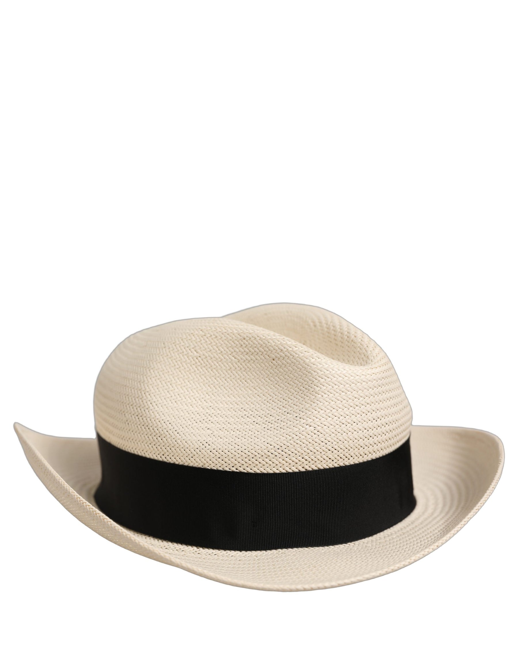 Dolce & Gabbana Men White Paper Straw Fedora Panama Capello Hat | Regal Royce