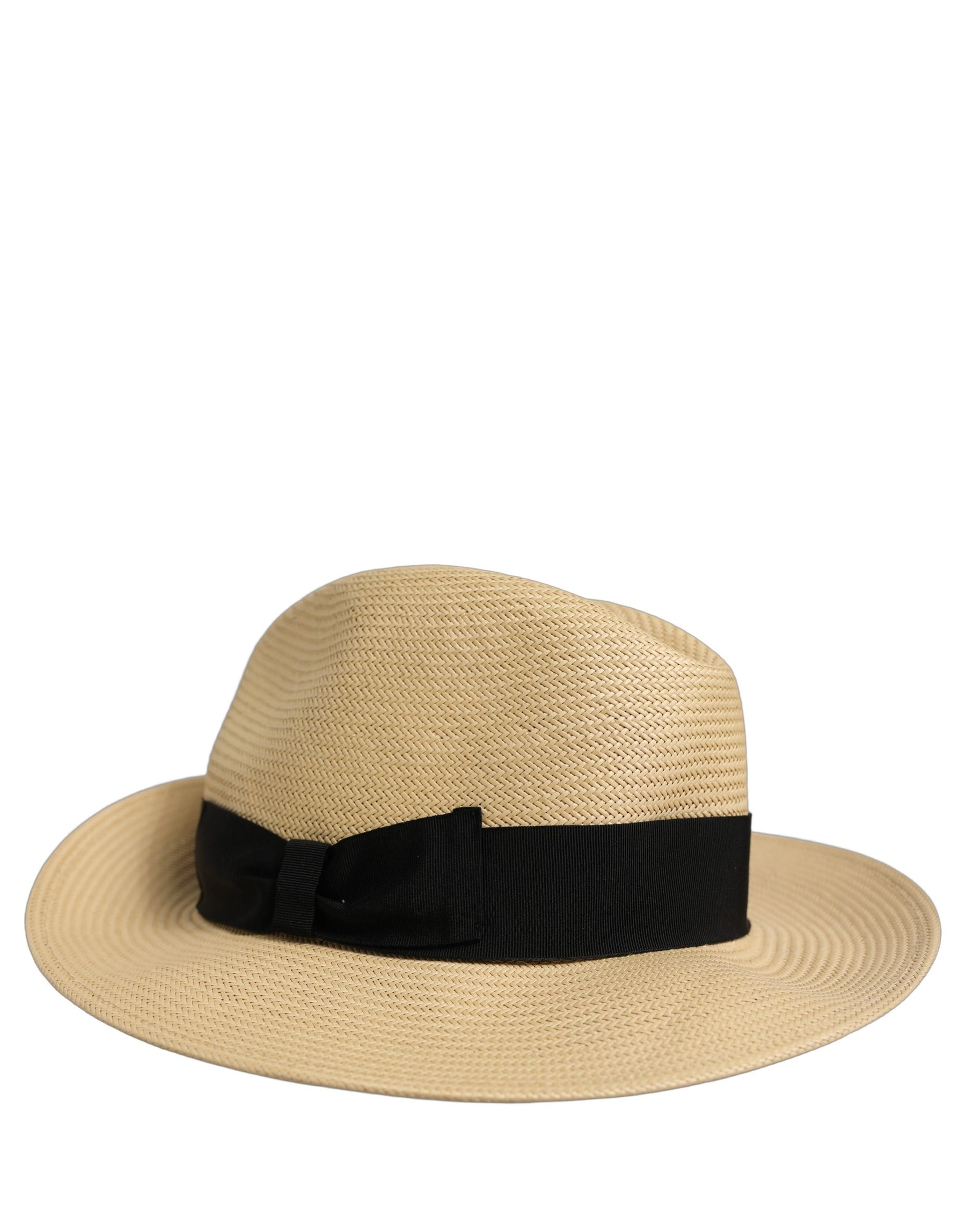 Dolce & Gabbana Men Beige Paper Straw Fedora Panama Capello Hat | Regal Royce