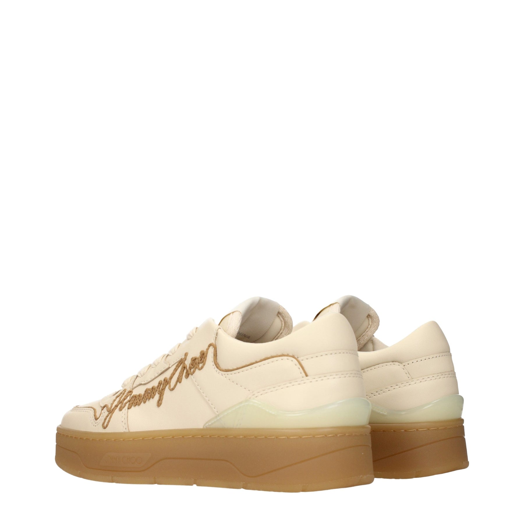 Jimmy Choo Beige Leather Low Top Sneakers | Regal Royce