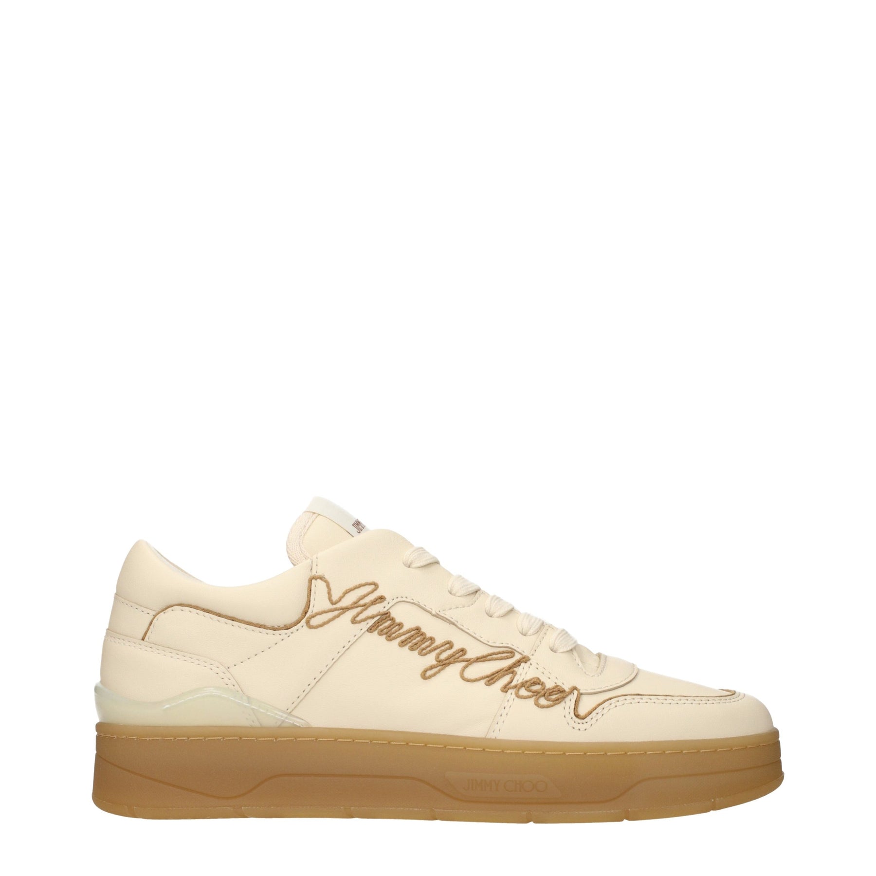 Jimmy Choo Beige Leather Low Top Sneakers | Regal Royce