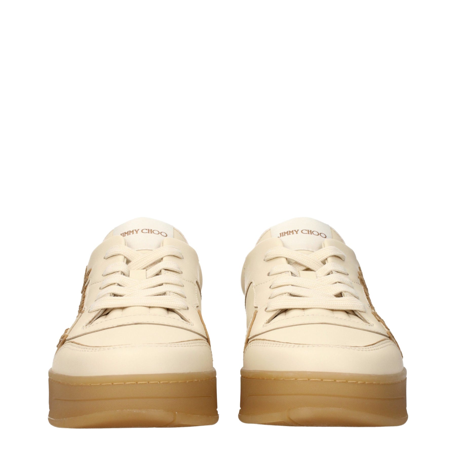 Jimmy Choo Beige Leather Low Top Sneakers | Regal Royce