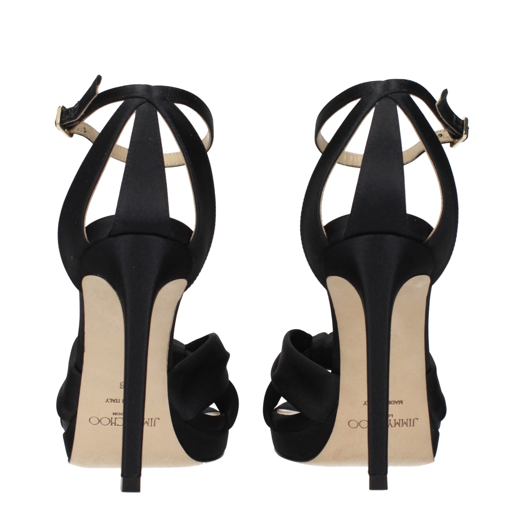Jimmy Choo Black Satin Platform Sandals | Regal Royce