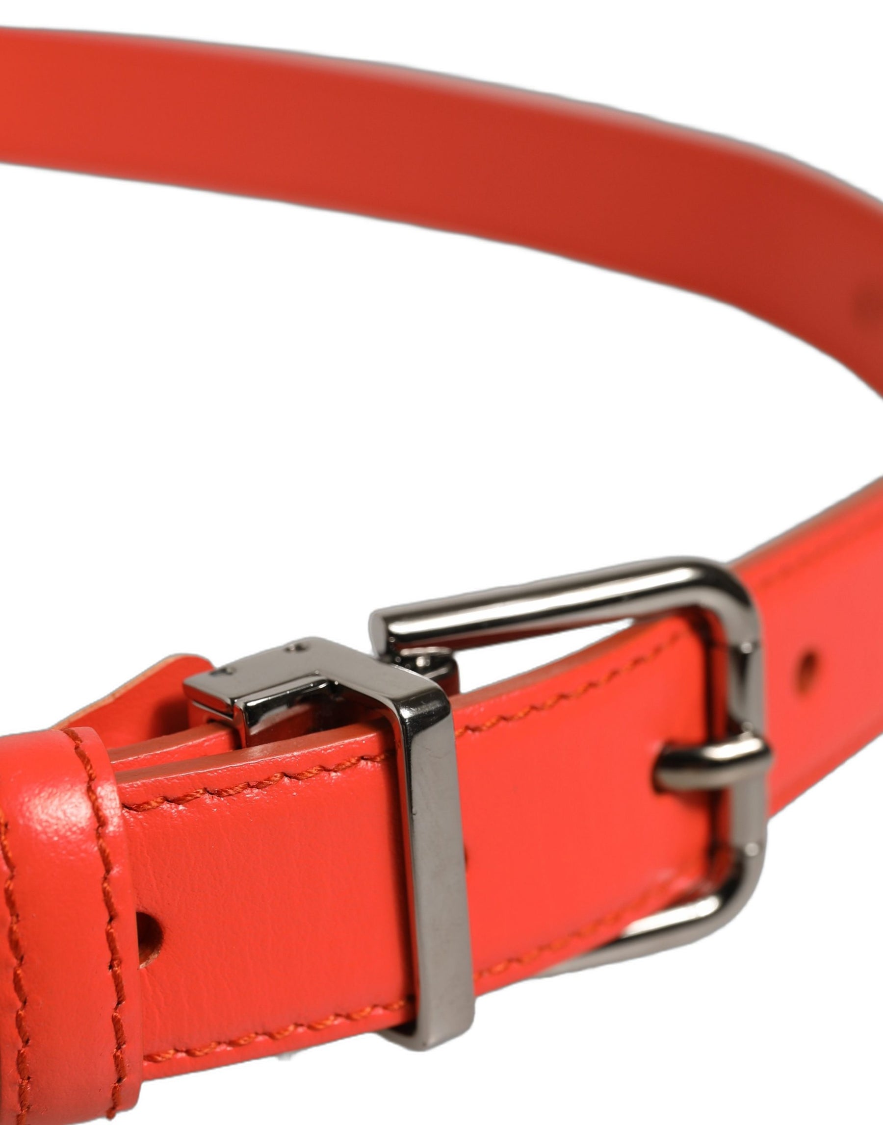 Dolce & Gabbana Red Leather Silver Metal Buckle Cintura Belt | Regal Royce