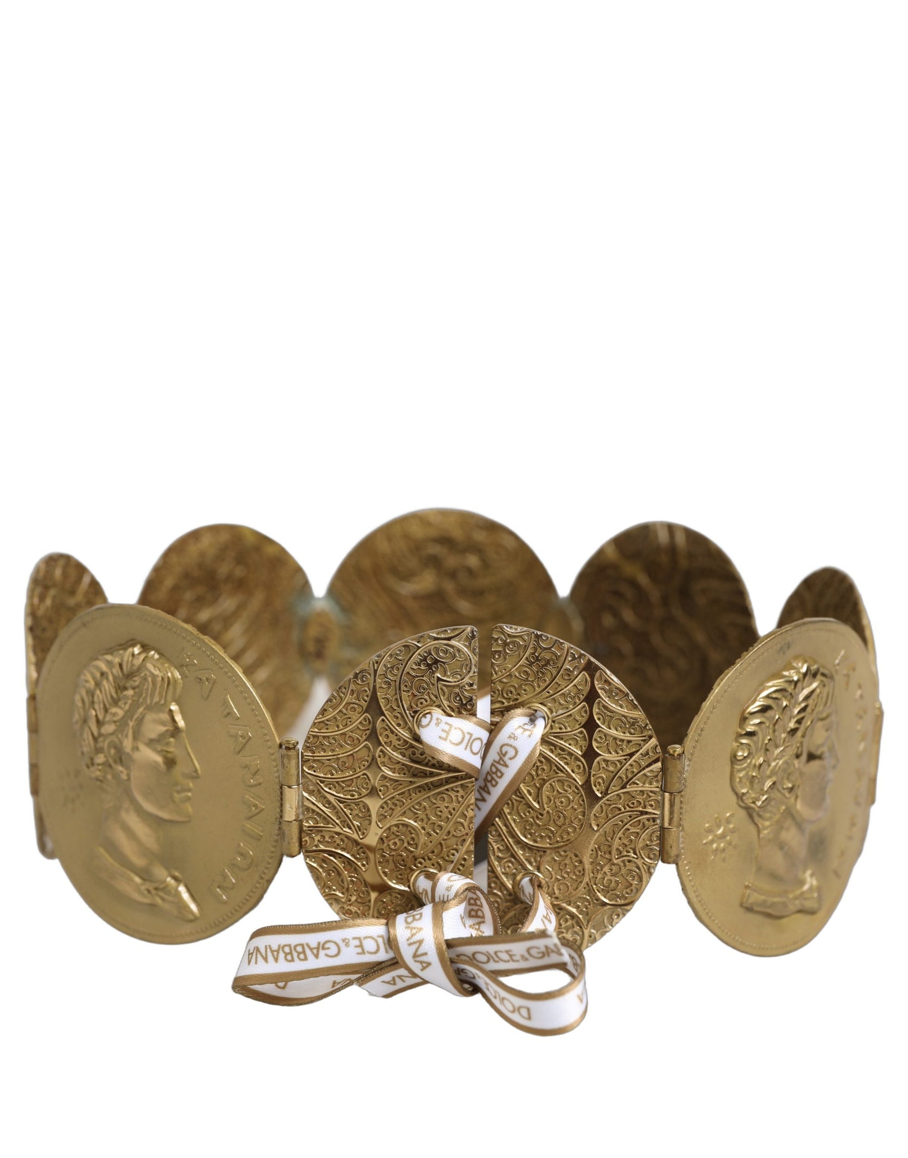 Dolce & Gabbana Gold Tone Brass Coin Metal Waist Cintura Belt | Regal Royce