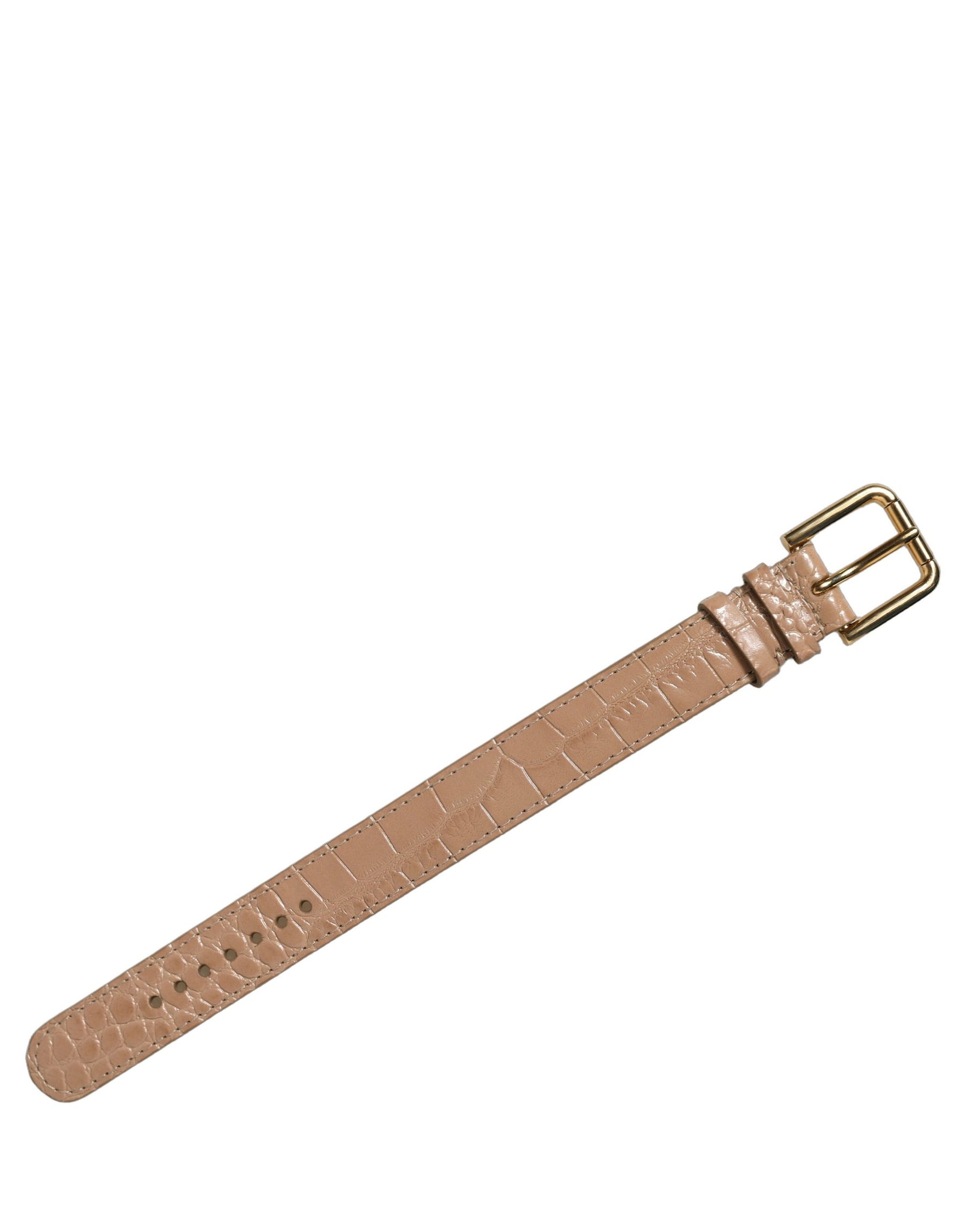 Dolce & Gabbana Brown Embossed Leather Gold Buckle Belt Strap Bracelet | Regal Royce