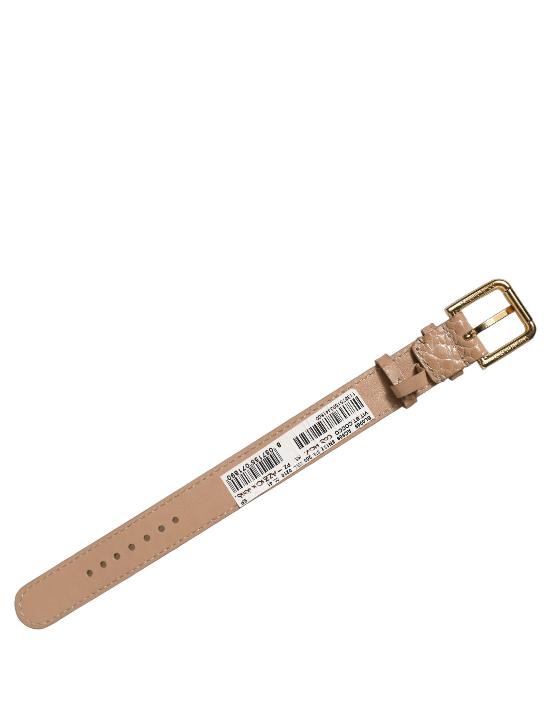 Dolce & Gabbana Brown Embossed Leather Gold Buckle Belt Strap Bracelet | Regal Royce