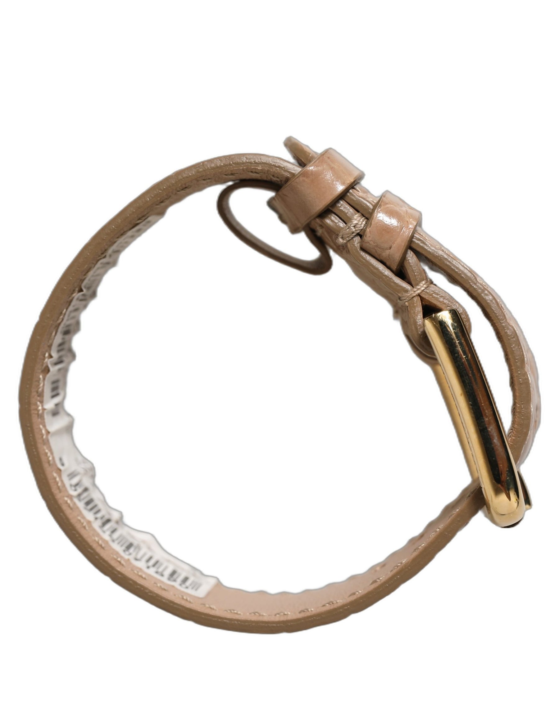 Dolce & Gabbana Brown Embossed Leather Gold Buckle Belt Strap Bracelet | Regal Royce