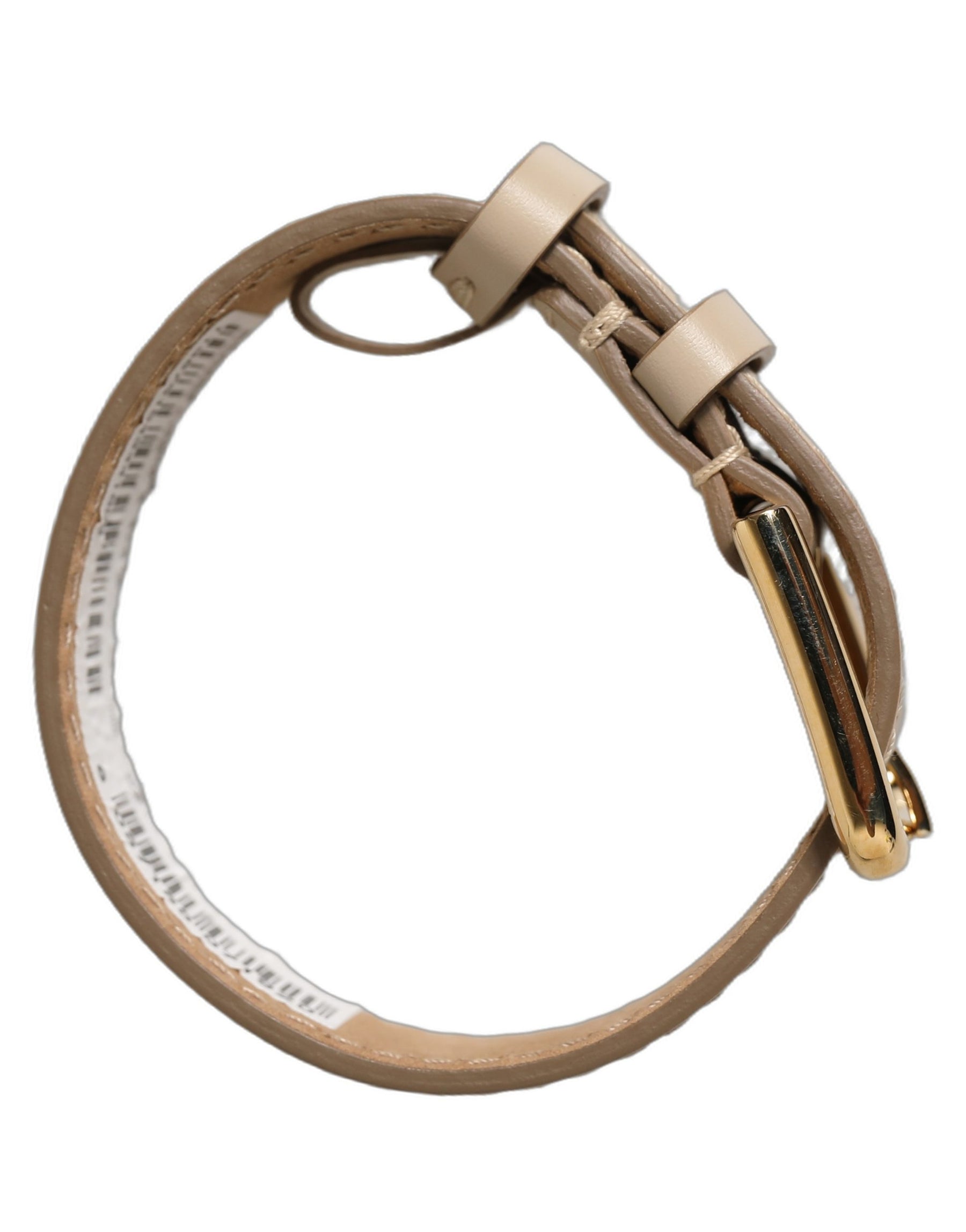 Dolce & Gabbana Beige Calfskin Leather Gold Buckle Belt Strap Bracelet | Regal Royce