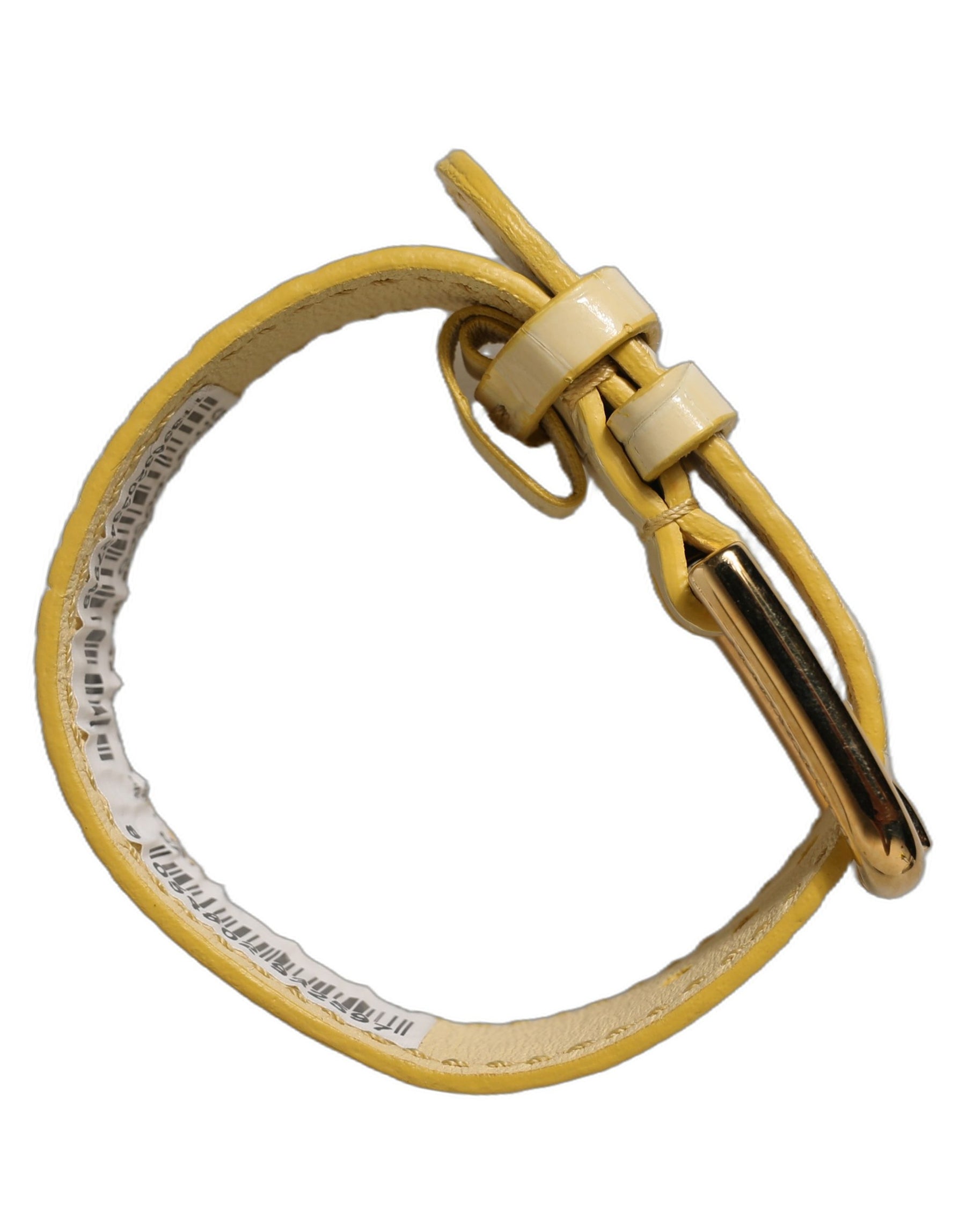 Dolce & Gabbana Beige Embossed Leather Gold Buckle Belt Strap Bracelet | Regal Royce