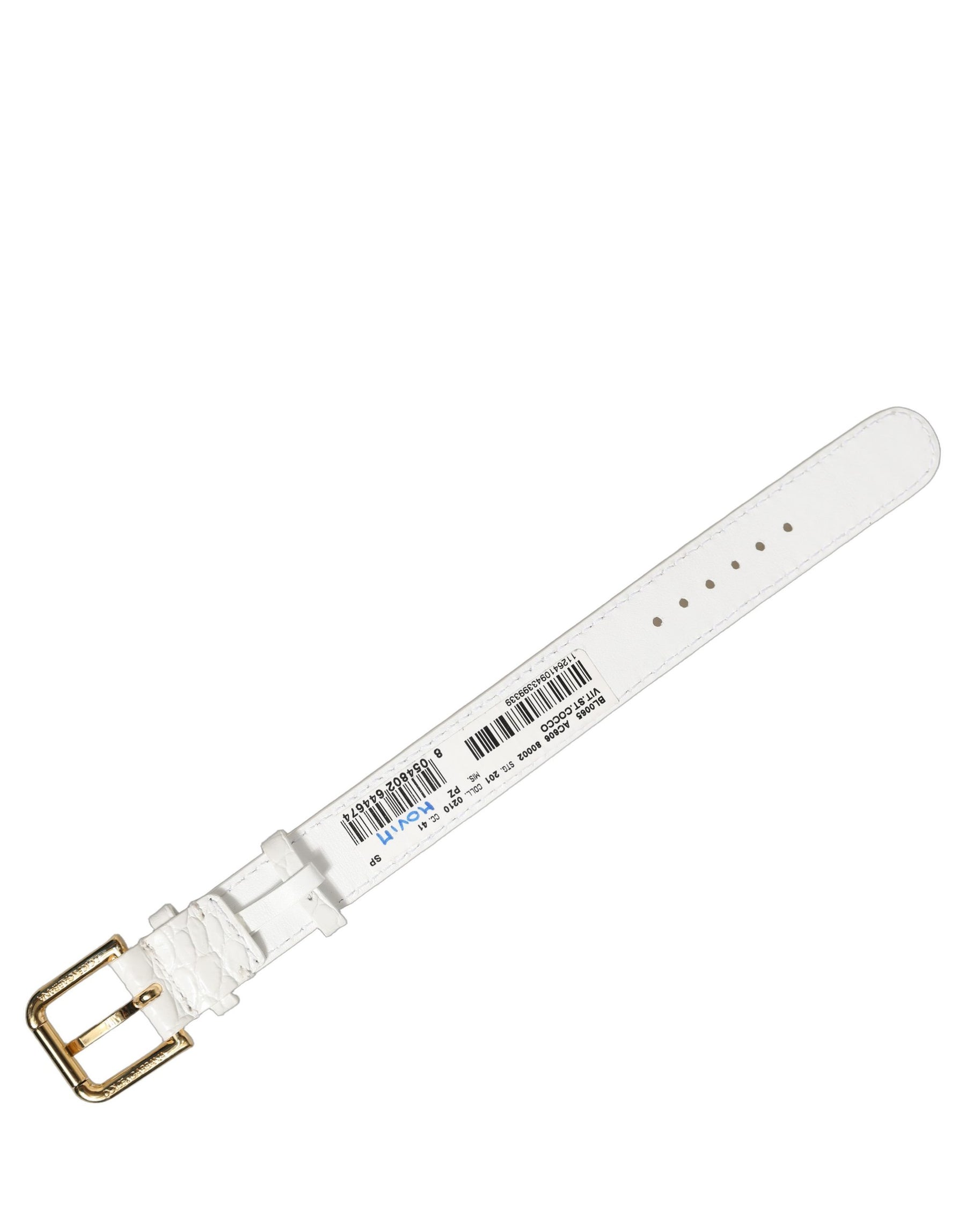 Dolce & Gabbana White Embossed Leather Gold Buckle Belt Strap Bracelet | Regal Royce