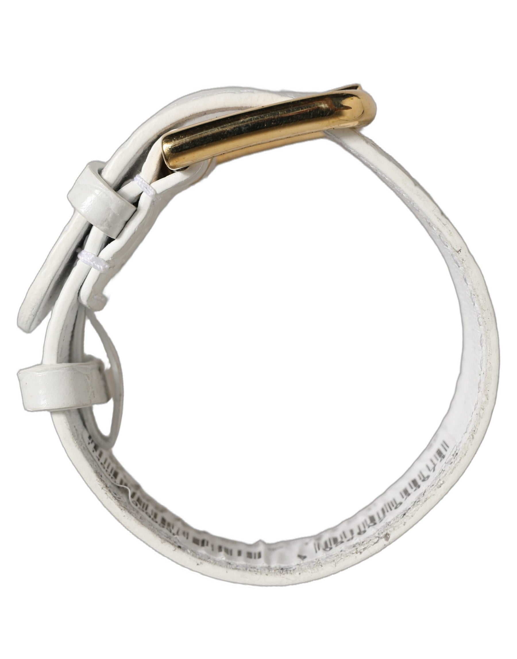 Dolce & Gabbana White Embossed Leather Gold Buckle Belt Strap Bracelet | Regal Royce