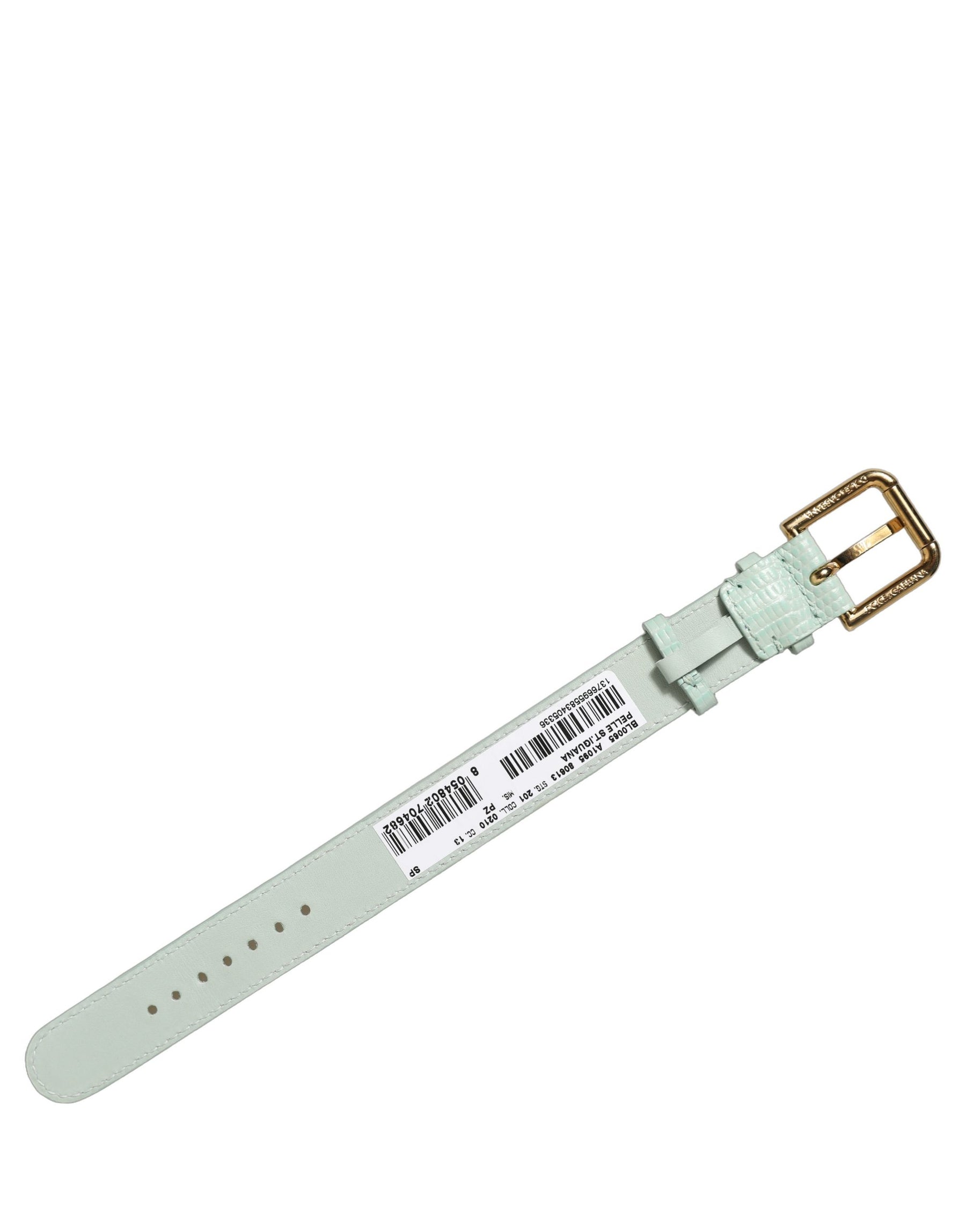 Dolce & Gabbana Green Textured Leather Gold Buckle Belt Strap Bracelet | Regal Royce