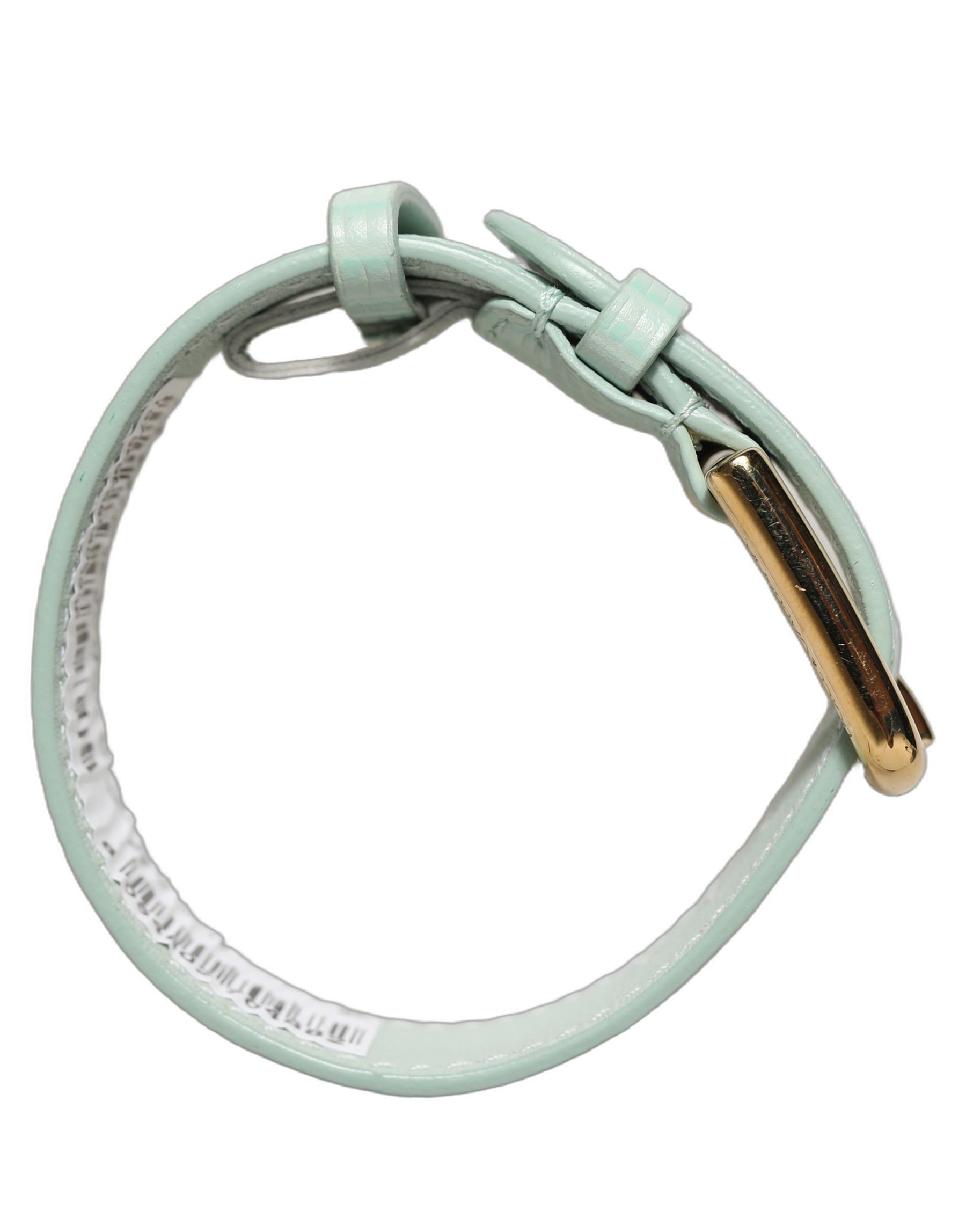Dolce & Gabbana Green Textured Leather Gold Buckle Belt Strap Bracelet | Regal Royce