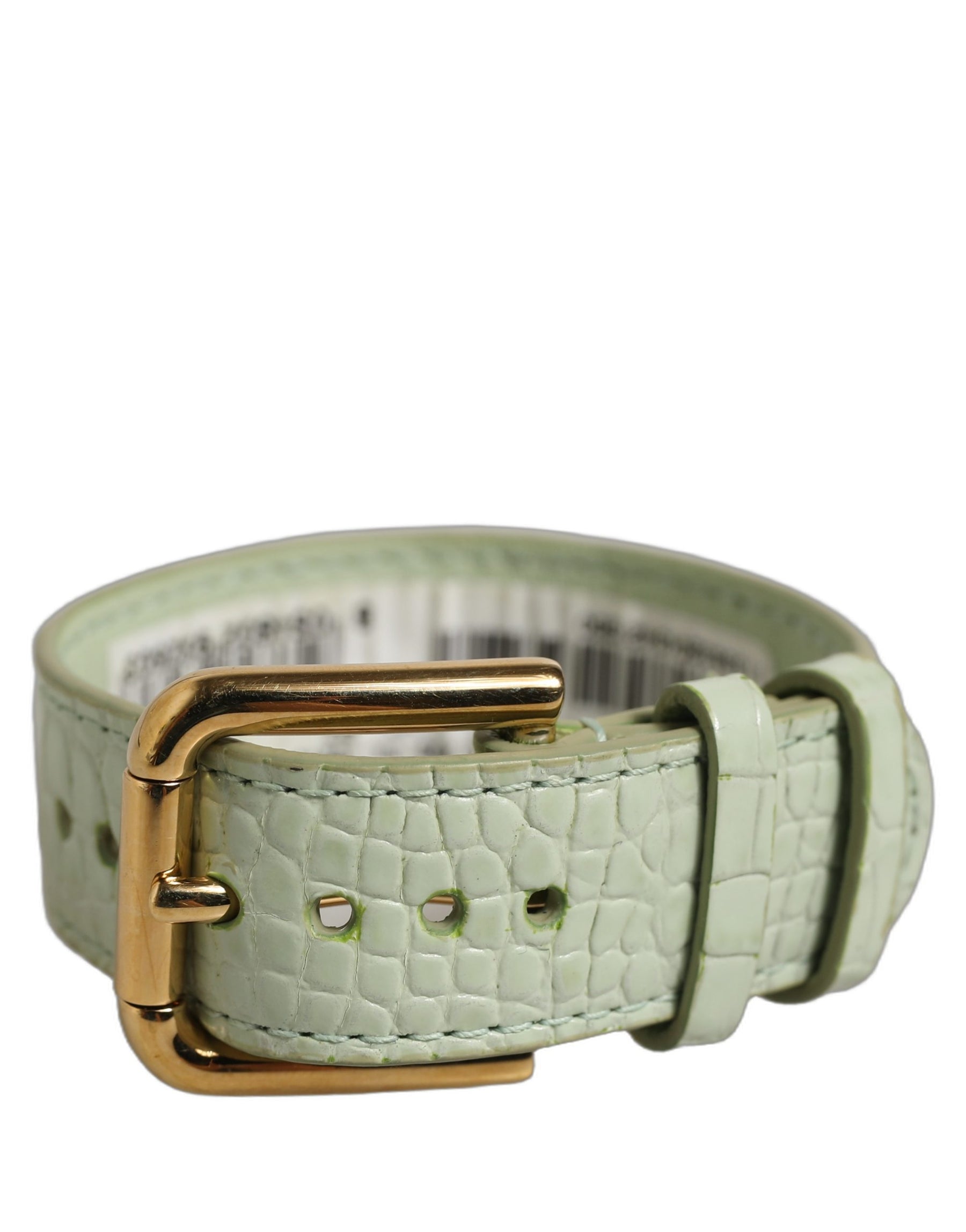 Dolce & Gabbana Green Embossed Leather Gold Buckle Belt Strap Bracelet | Regal Royce