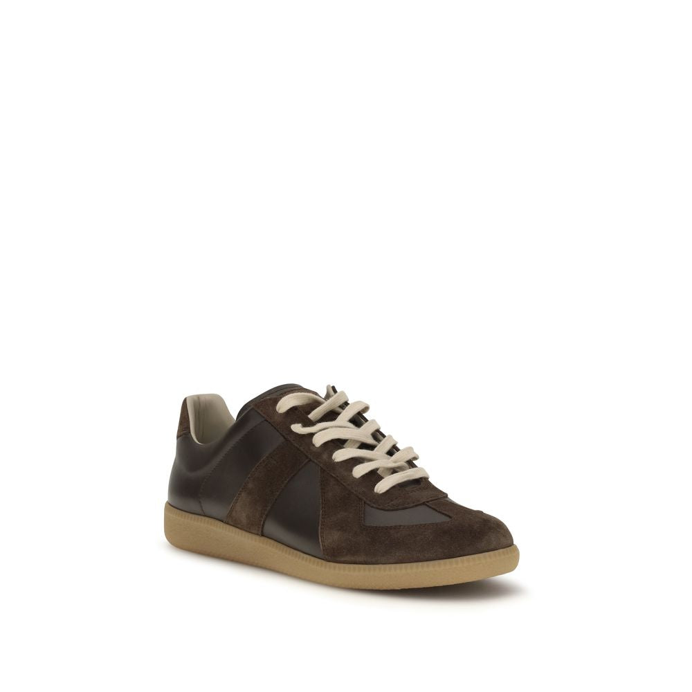 Maison Margiela Brown Calf Leather Bos Taurus Low Top Sneakers | Regal Royce