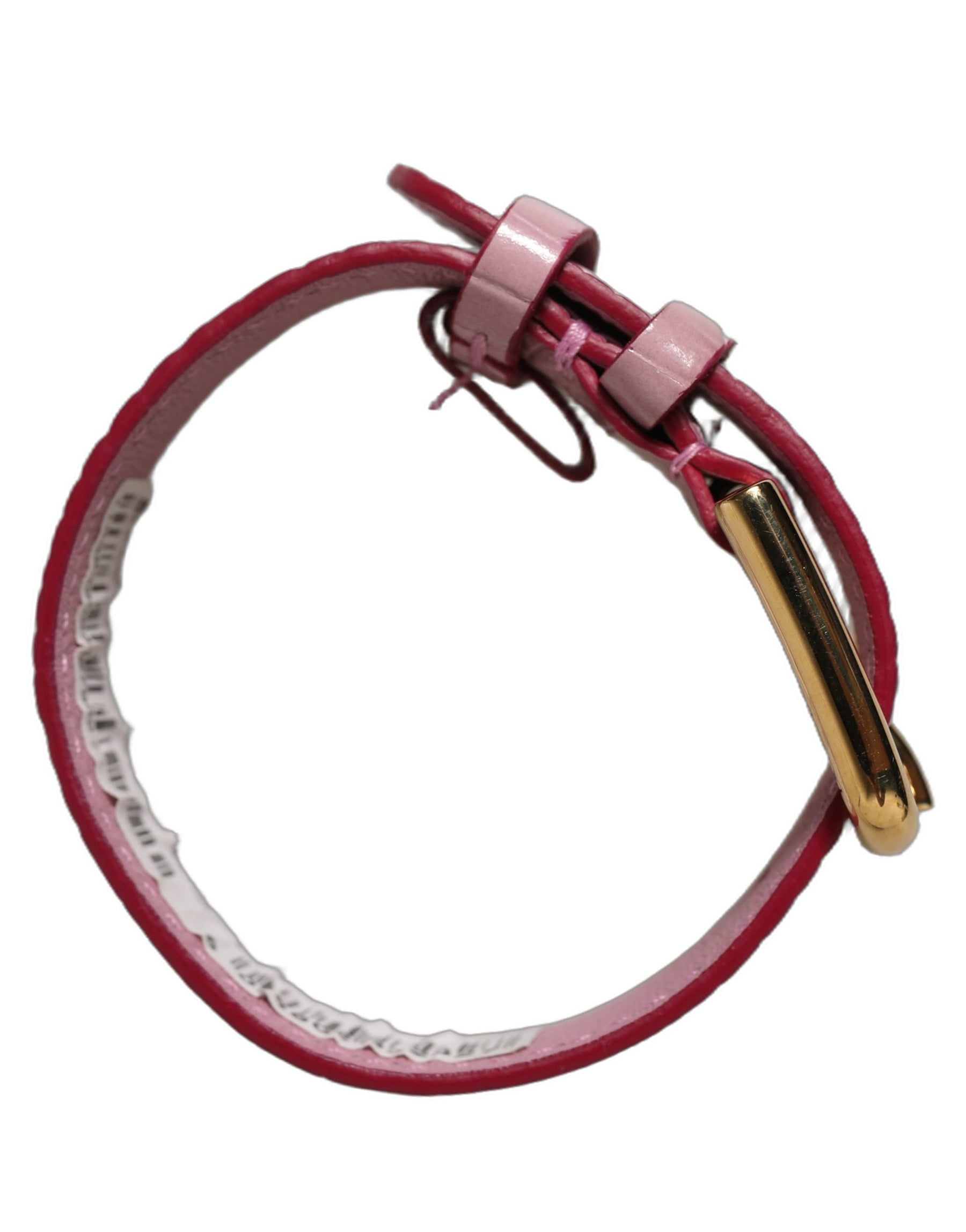 Dolce & Gabbana Pink Embossed Leather Gold Buckle Belt Strap Bracelet | Regal Royce
