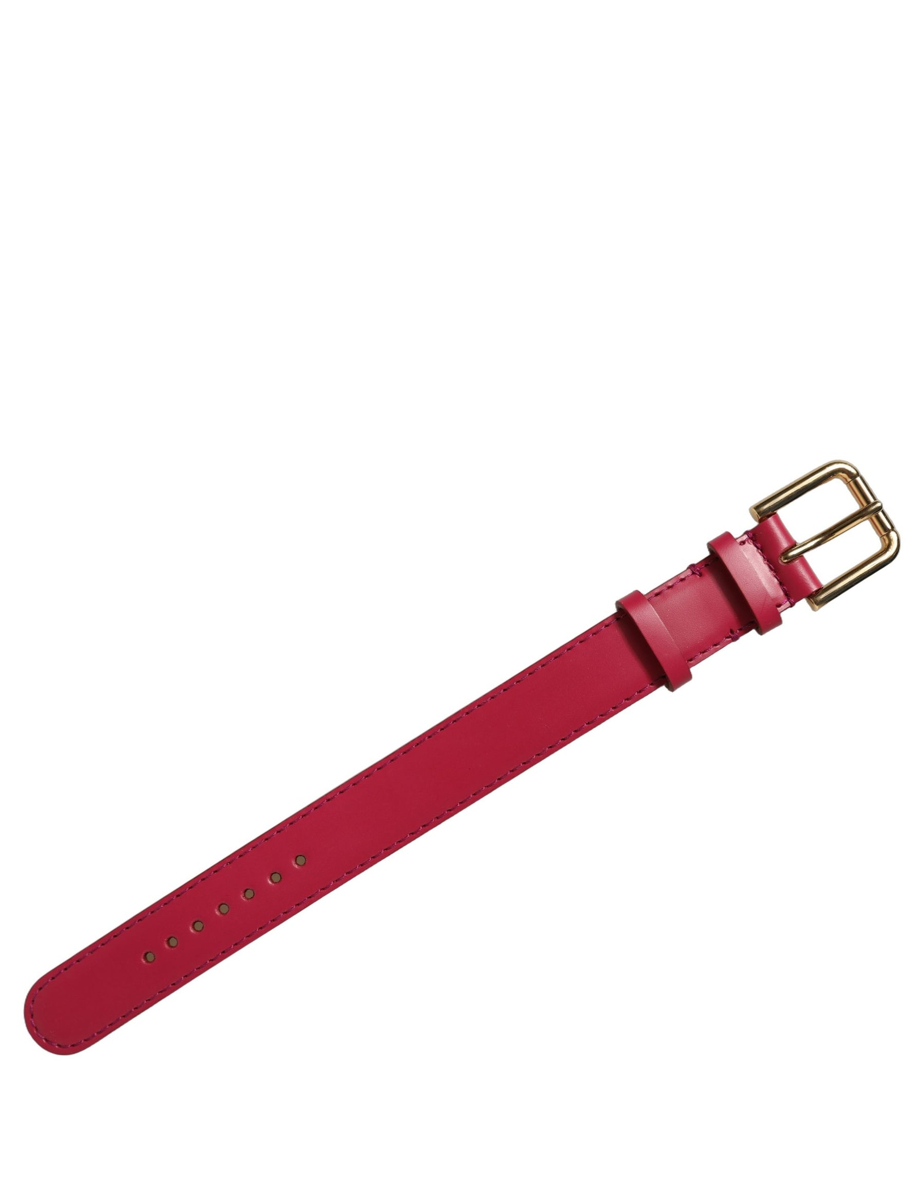 Dolce & Gabbana Red Calfskin Leather Gold Buckle Belt Strap Bracelet | Regal Royce