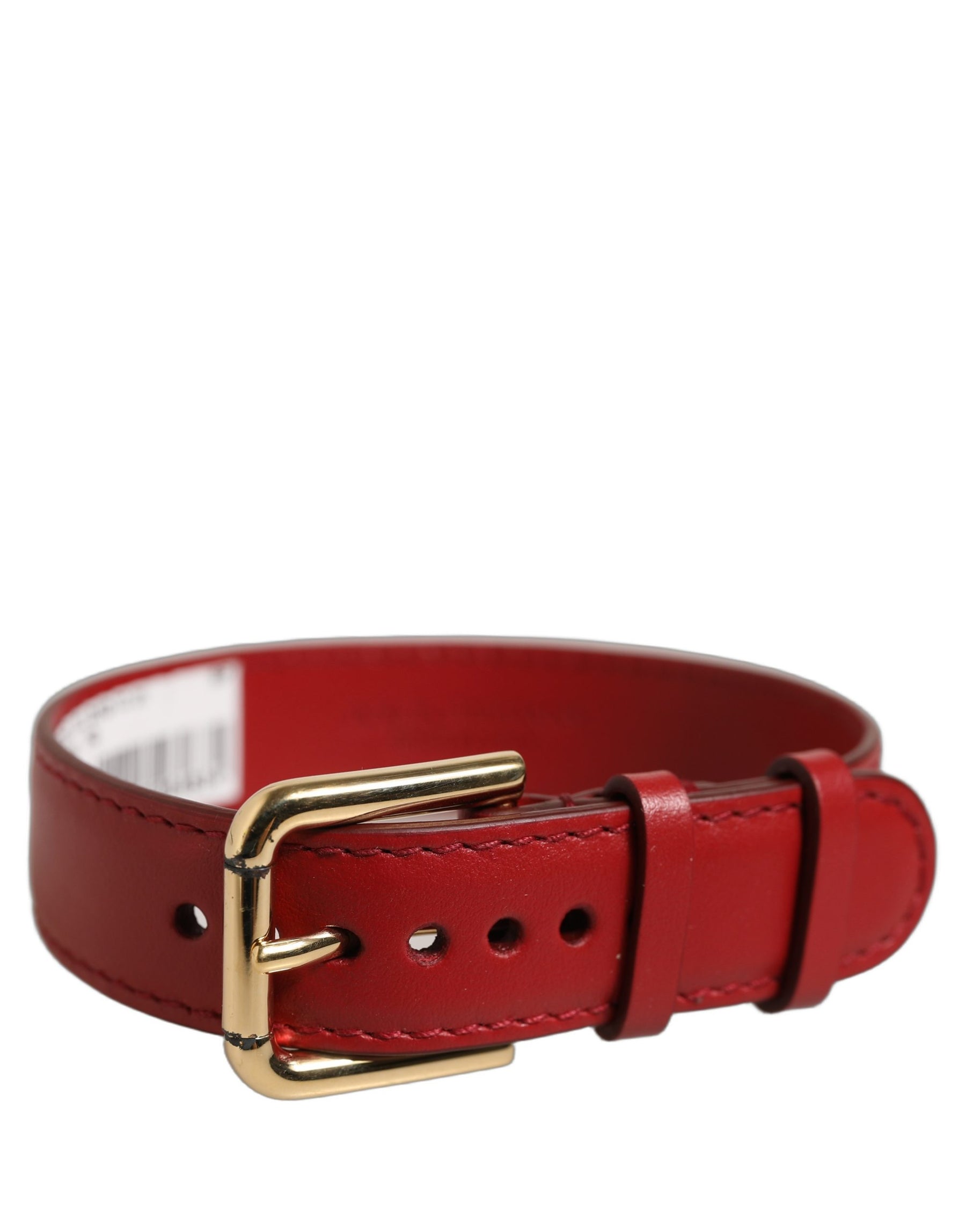 Dolce & Gabbana Red Calfskin Leather Gold Buckle Belt Strap Bracelet | Regal Royce