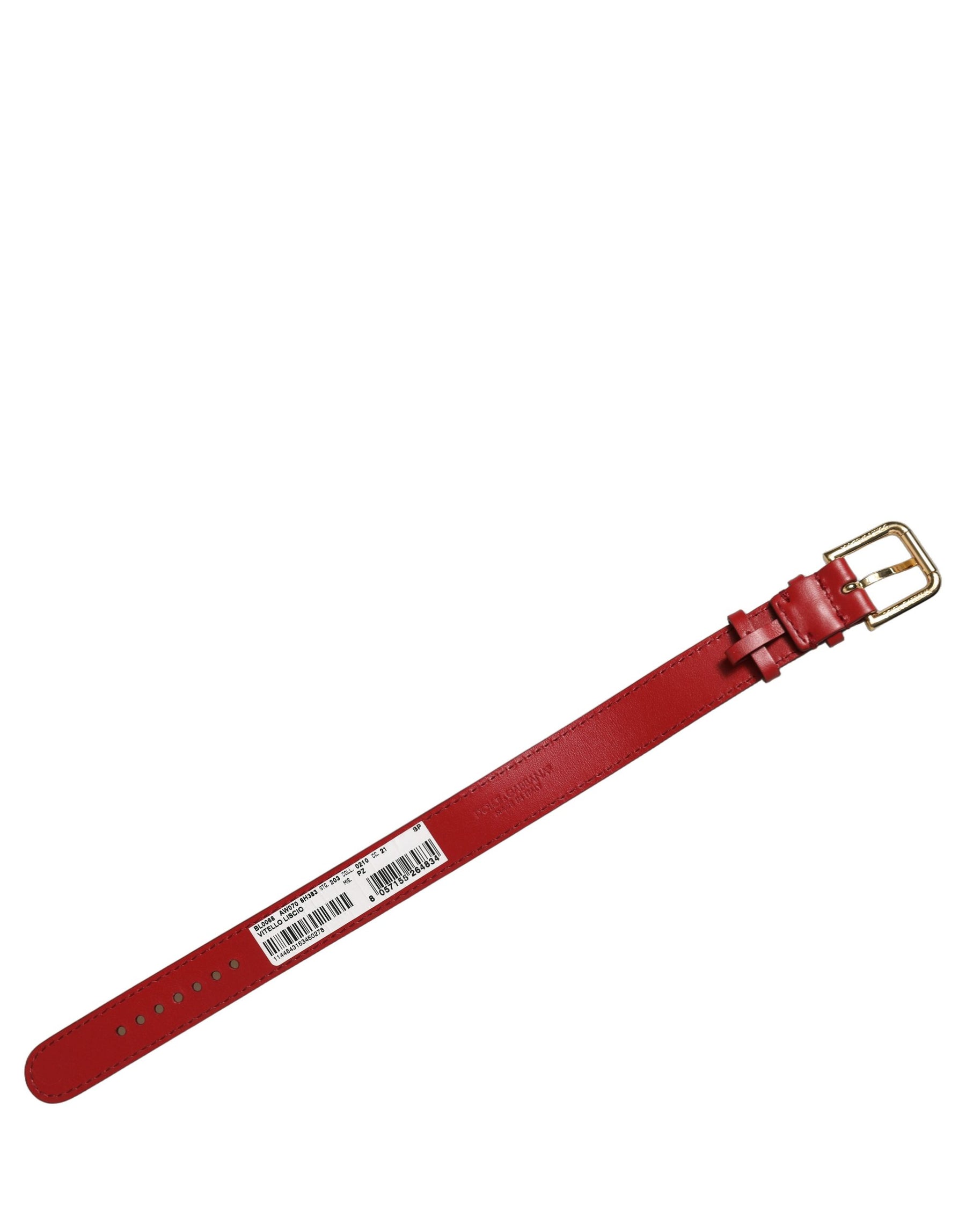 Dolce & Gabbana Red Calfskin Leather Gold Buckle Belt Strap Bracelet | Regal Royce