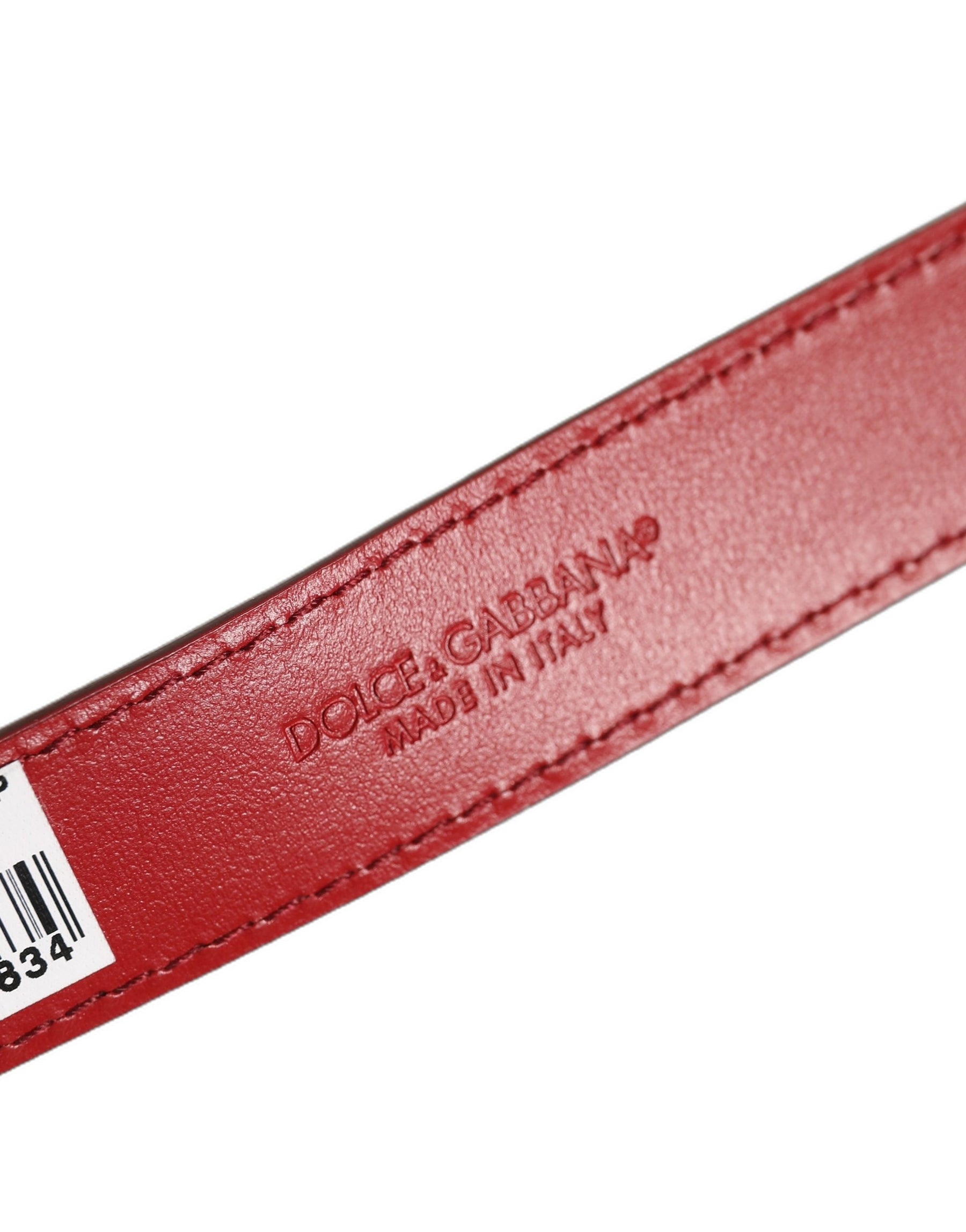 Dolce & Gabbana Red Calfskin Leather Gold Buckle Belt Strap Bracelet | Regal Royce