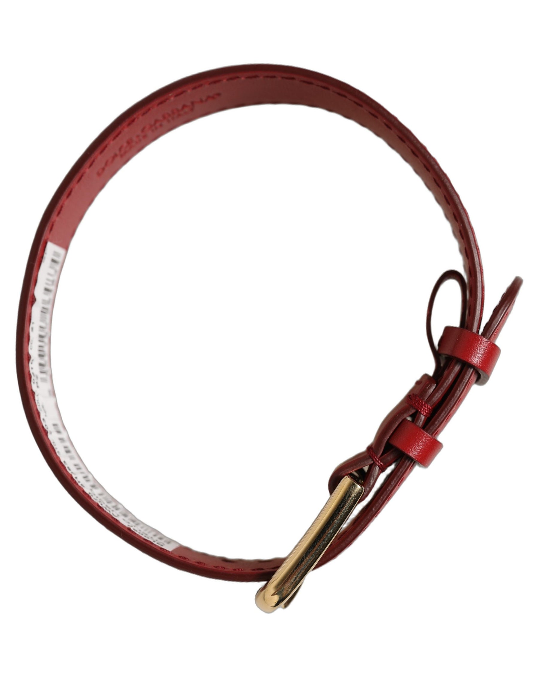 Dolce & Gabbana Red Calfskin Leather Gold Buckle Belt Strap Bracelet | Regal Royce