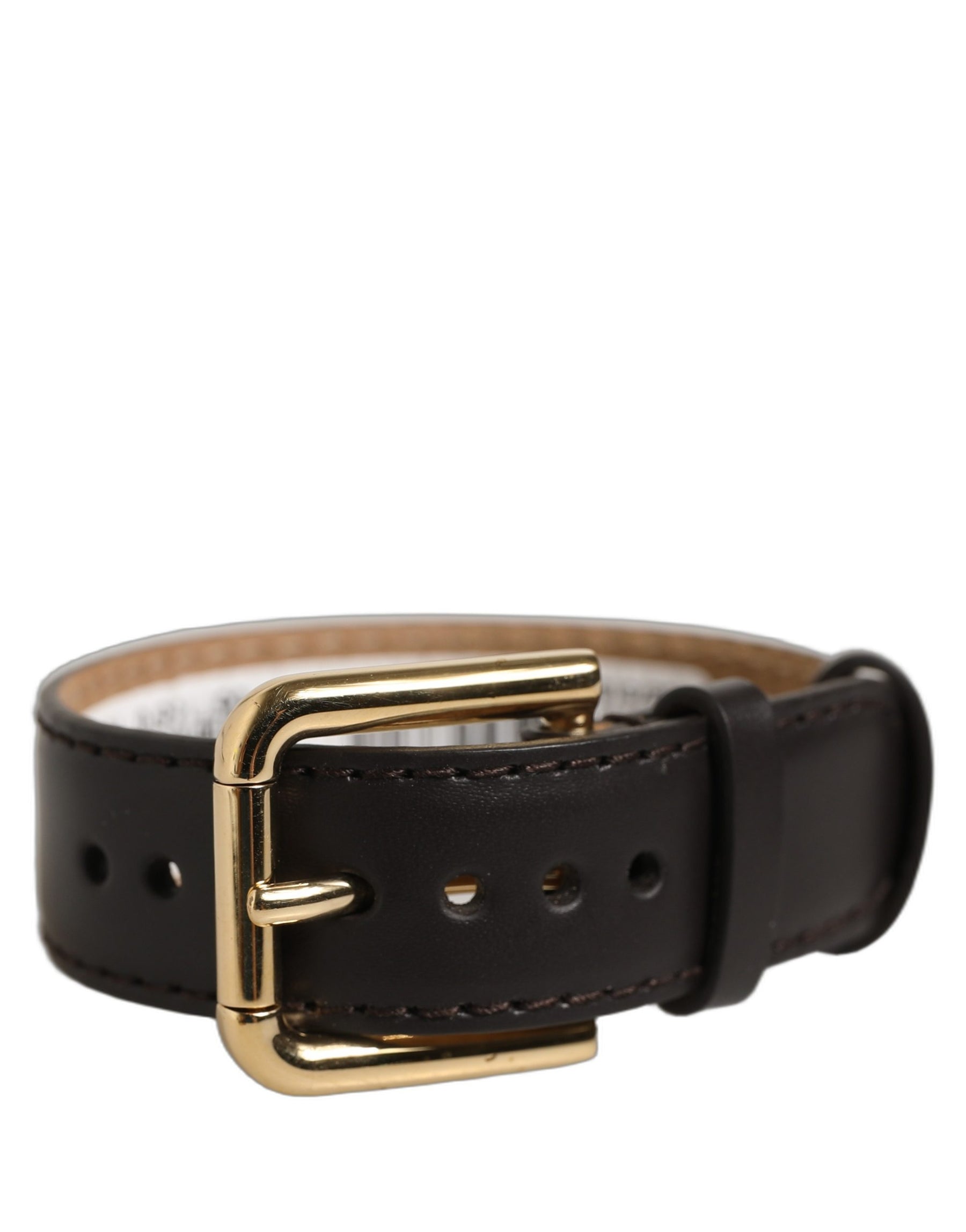 Dolce & Gabbana Black Calfskin Leather Gold Buckle Belt Strap Bracelet | Regal Royce