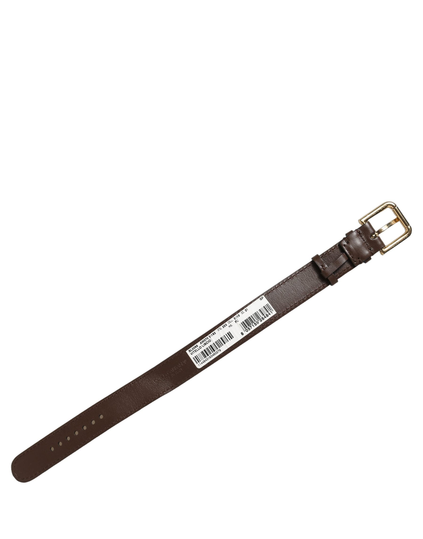 Dolce & Gabbana Brown Calfskin Leather Gold Buckle Belt Strap Bracelet | Regal Royce