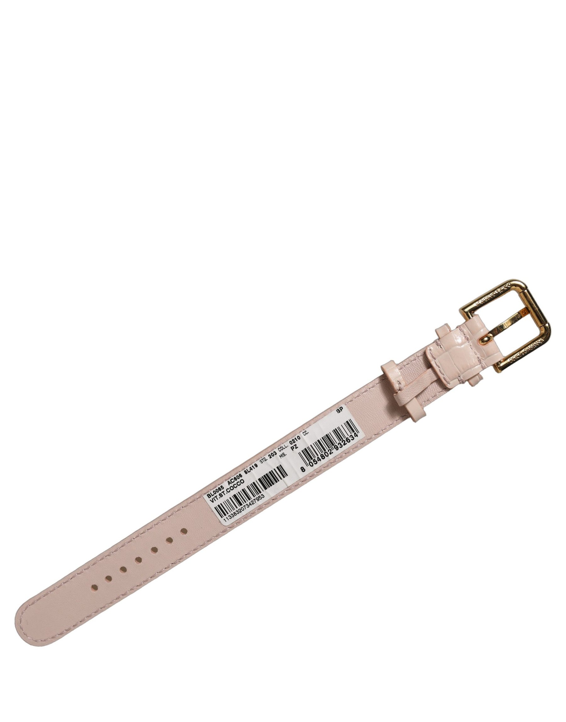 Dolce & Gabbana Pink Embossed Leather Gold Buckle Belt Strap Bracelet | Regal Royce