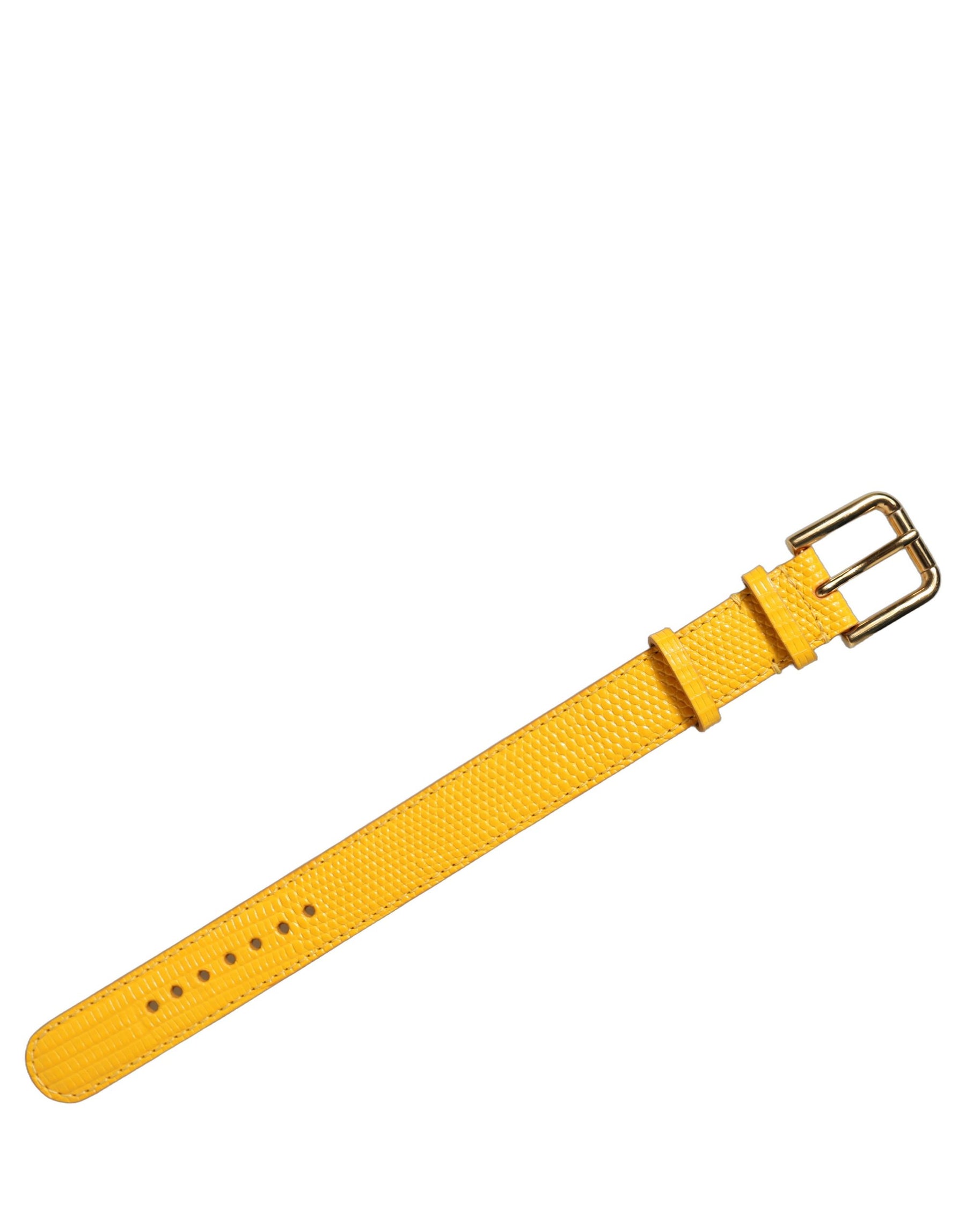 Dolce & Gabbana Yellow Textured Leather Gold Buckle Belt Strap Bracelet | Regal Royce