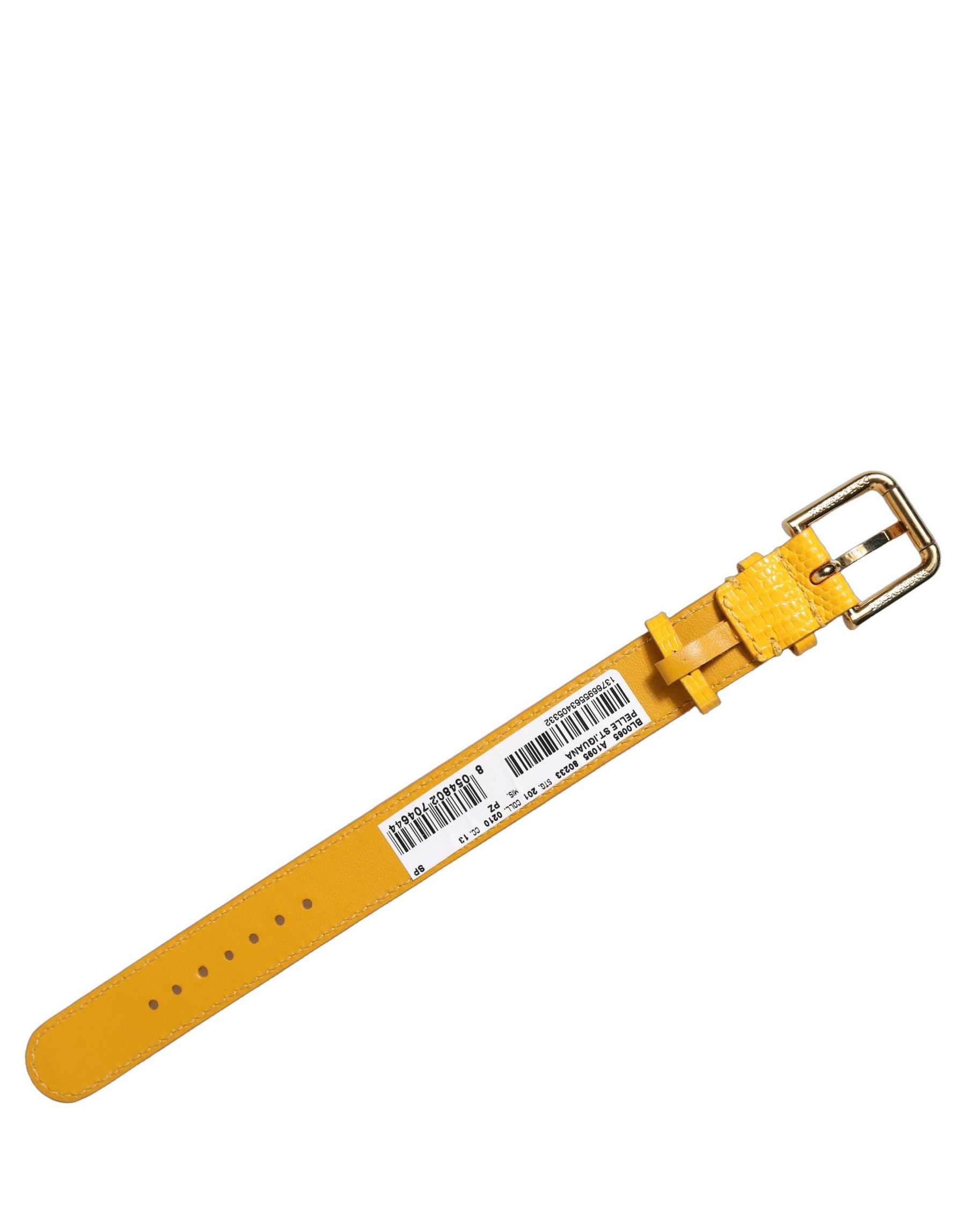 Dolce & Gabbana Yellow Textured Leather Gold Buckle Belt Strap Bracelet | Regal Royce
