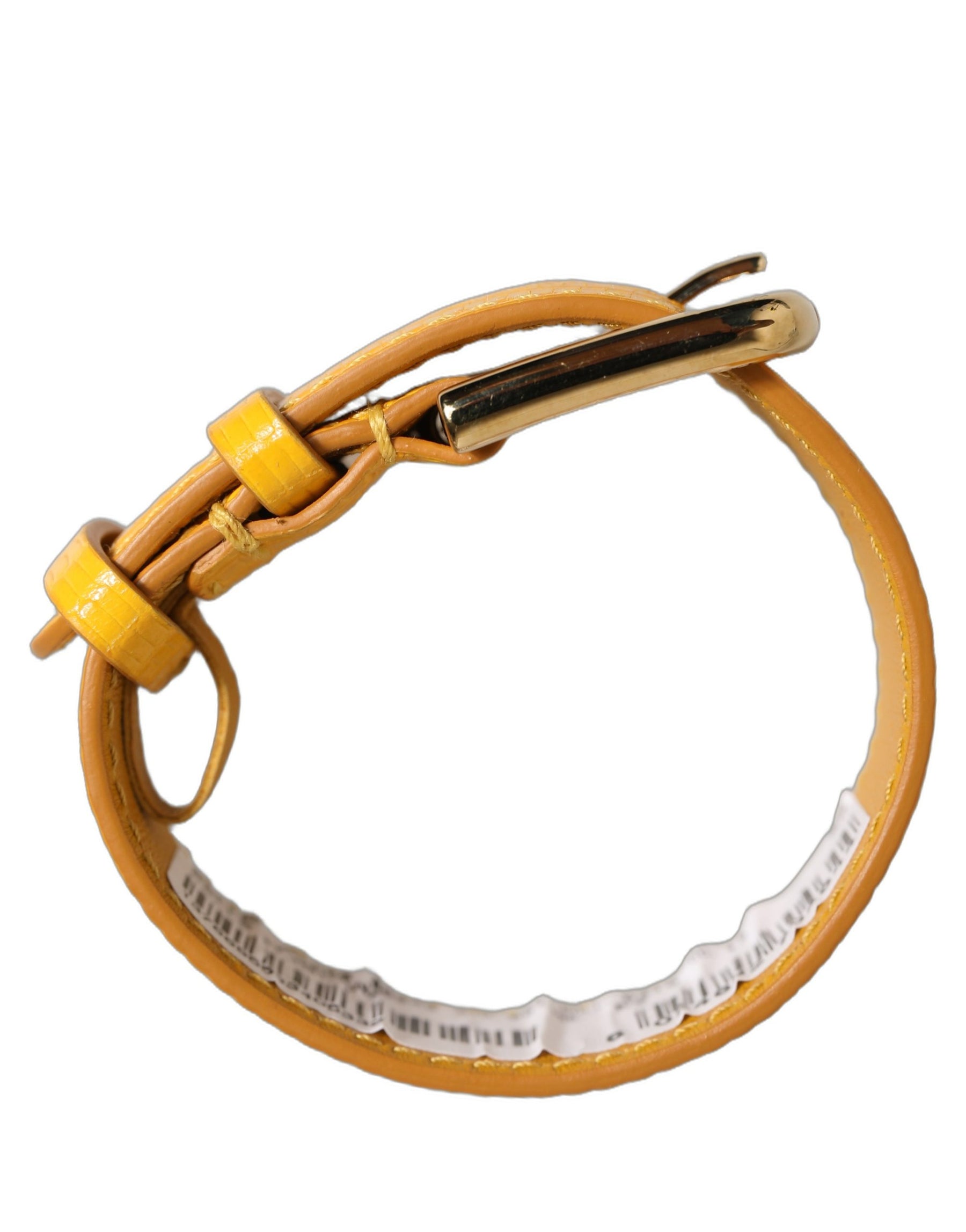 Dolce & Gabbana Yellow Textured Leather Gold Buckle Belt Strap Bracelet | Regal Royce